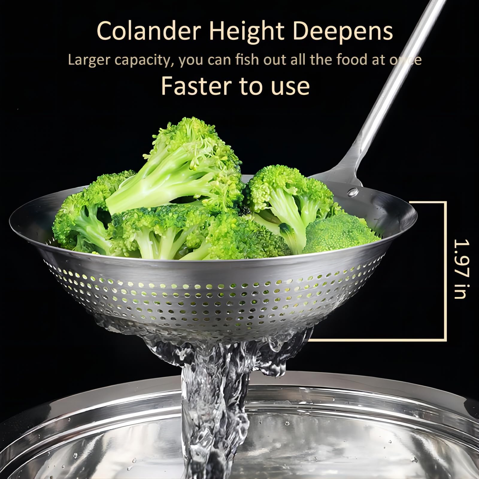 Greatlink Large Professional Skimmer Slotted Spoon,304 Stainless Steel Slotted Spoon With Extra Large Bowl & Comfortable Handle,