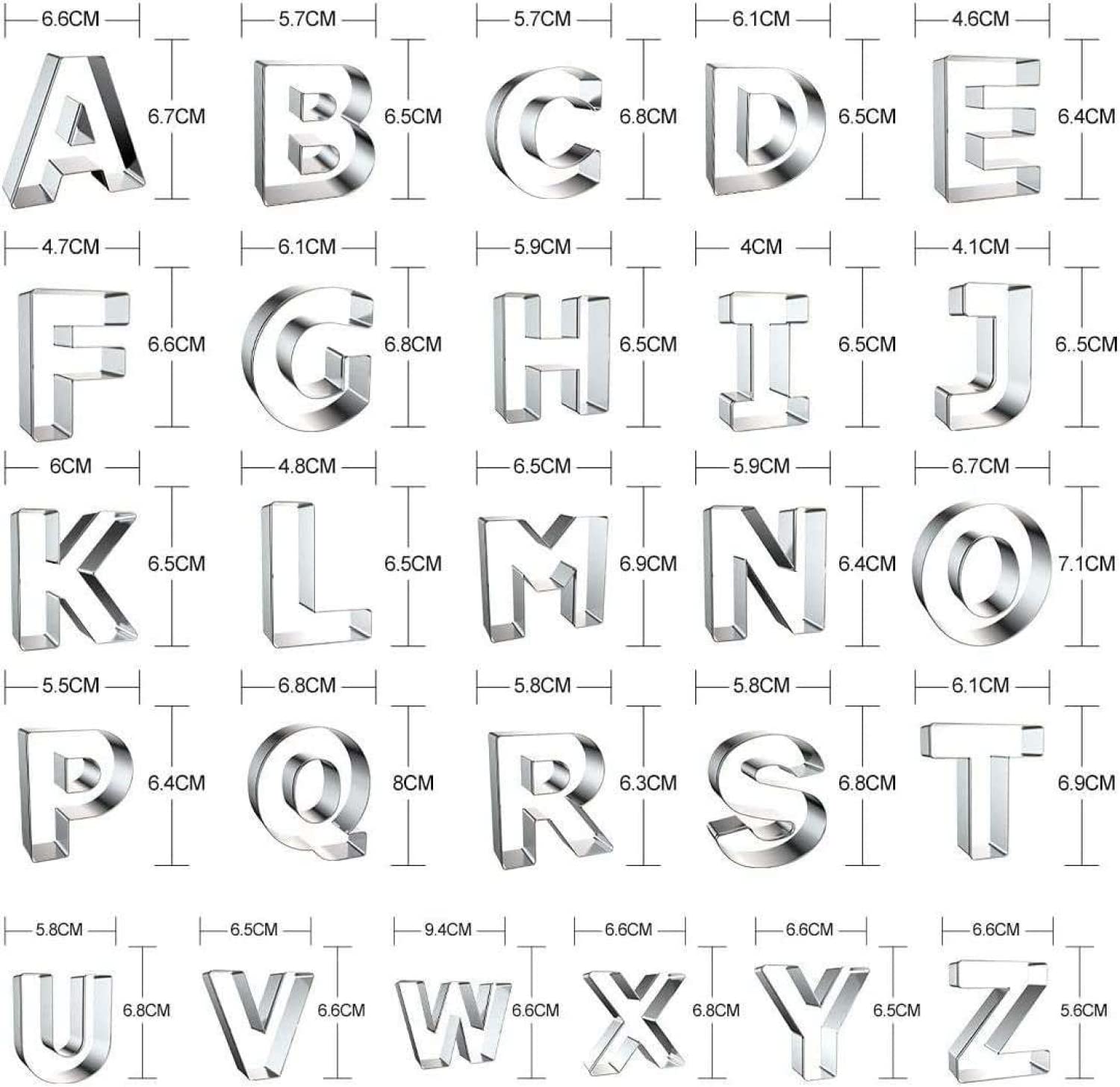 26 Pcs Large 3'' Alphabet Letter Cookie Cutters Shapes Stainless Steel - Metal Fondant Letter Cutters For Festivals And Daily Us