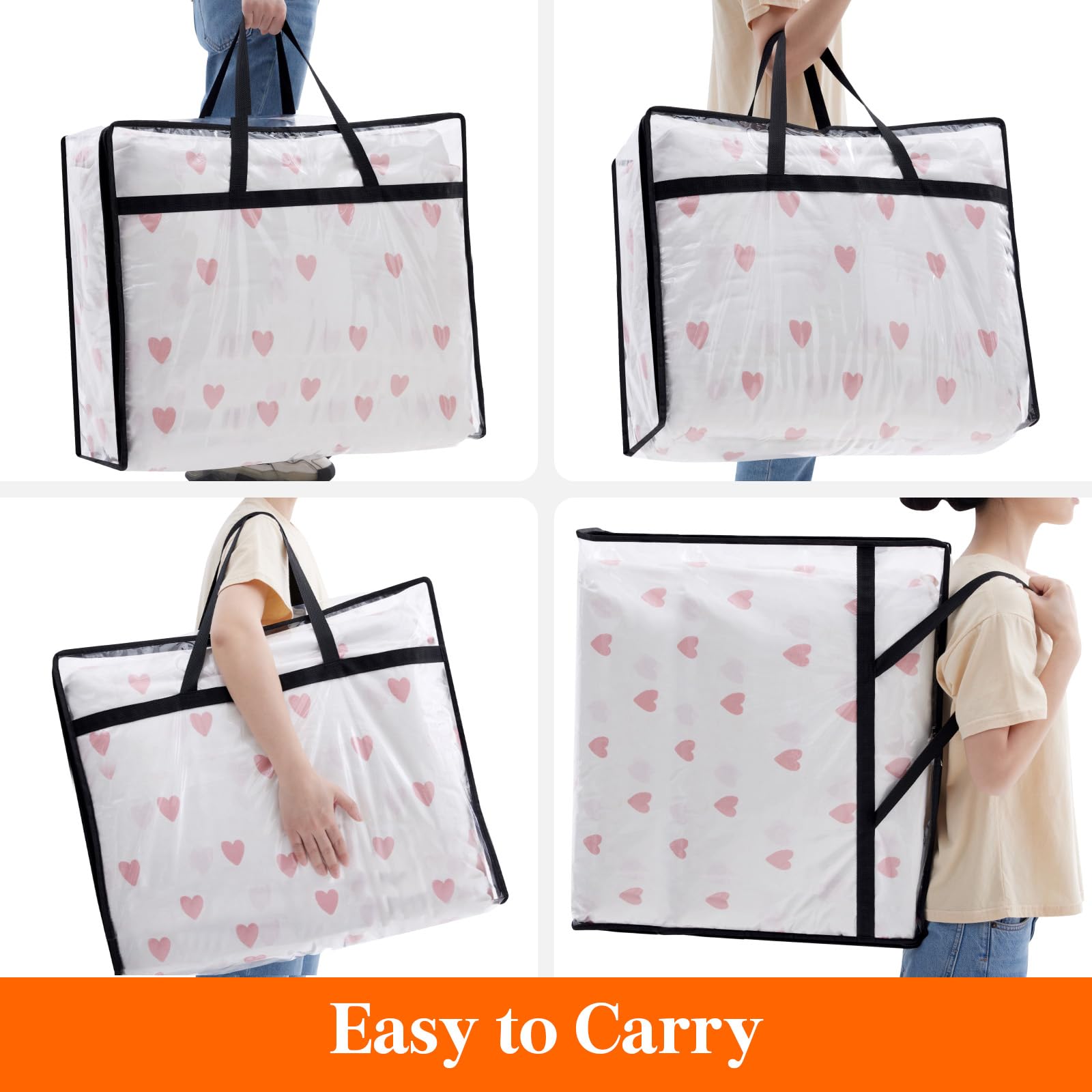 Lifewit 110L Large Clear Clothes Storage Bags, 3 Pack Plastic Vinyl Foldable Moving Bags with Zipper, Closet Organizers and Stor