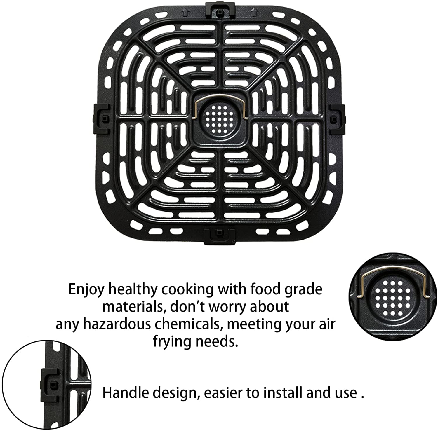 Air Fryer Grill Pan for Instants Vortex 2QT Mini Air Fryer Oven  Premium Air Fryer Grill Crisper Plate  Air Fryer Grate Grid with Rubber Tabs for Instants 2QT Air Fryer  Nonstick  Dishwasher Safe