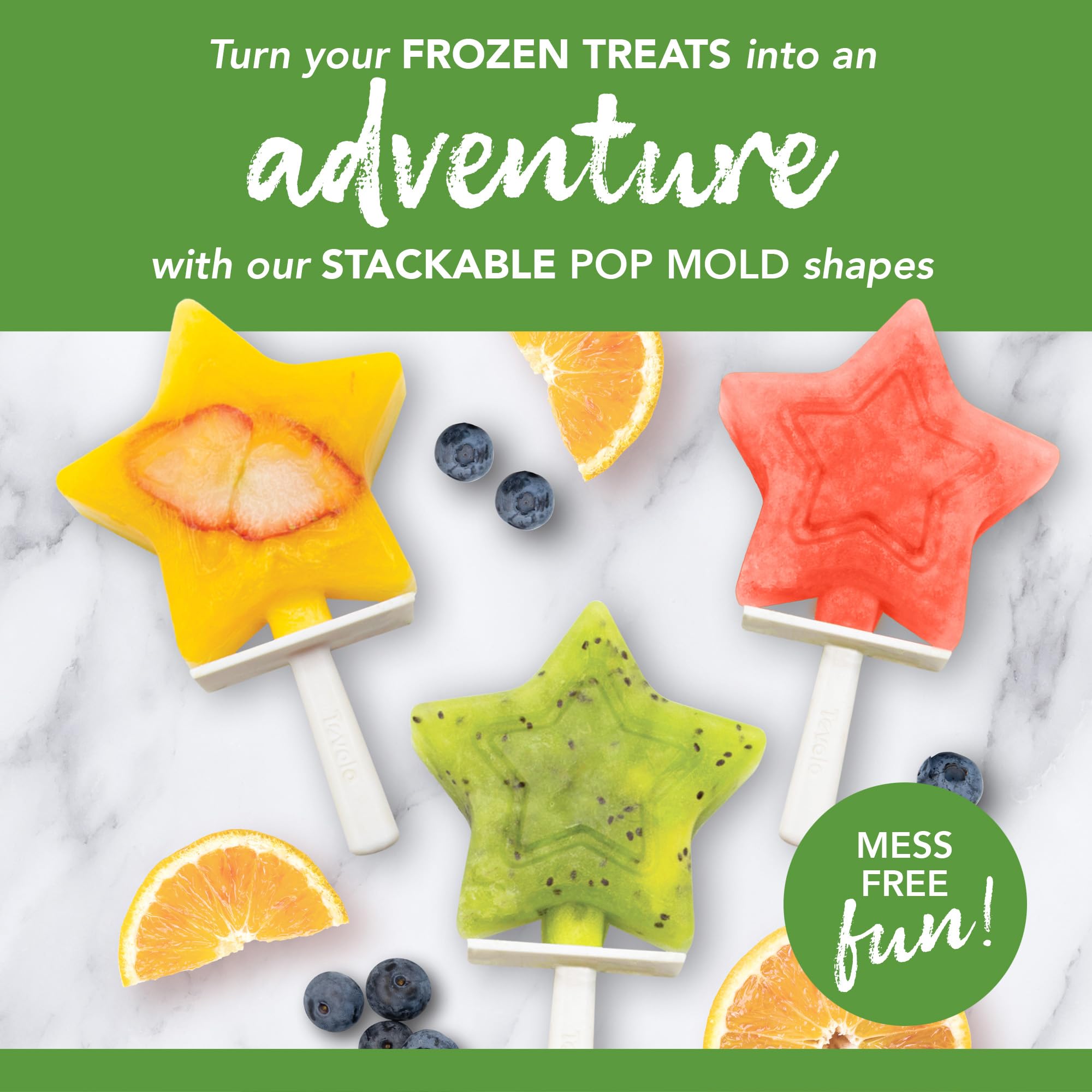 Tovolo Silicone Popsicle Molds With Sticks (4-Pack, Star) - Reusable Ice Pop Molds For Homemade Flavored Ice Pops & Frozen Snack