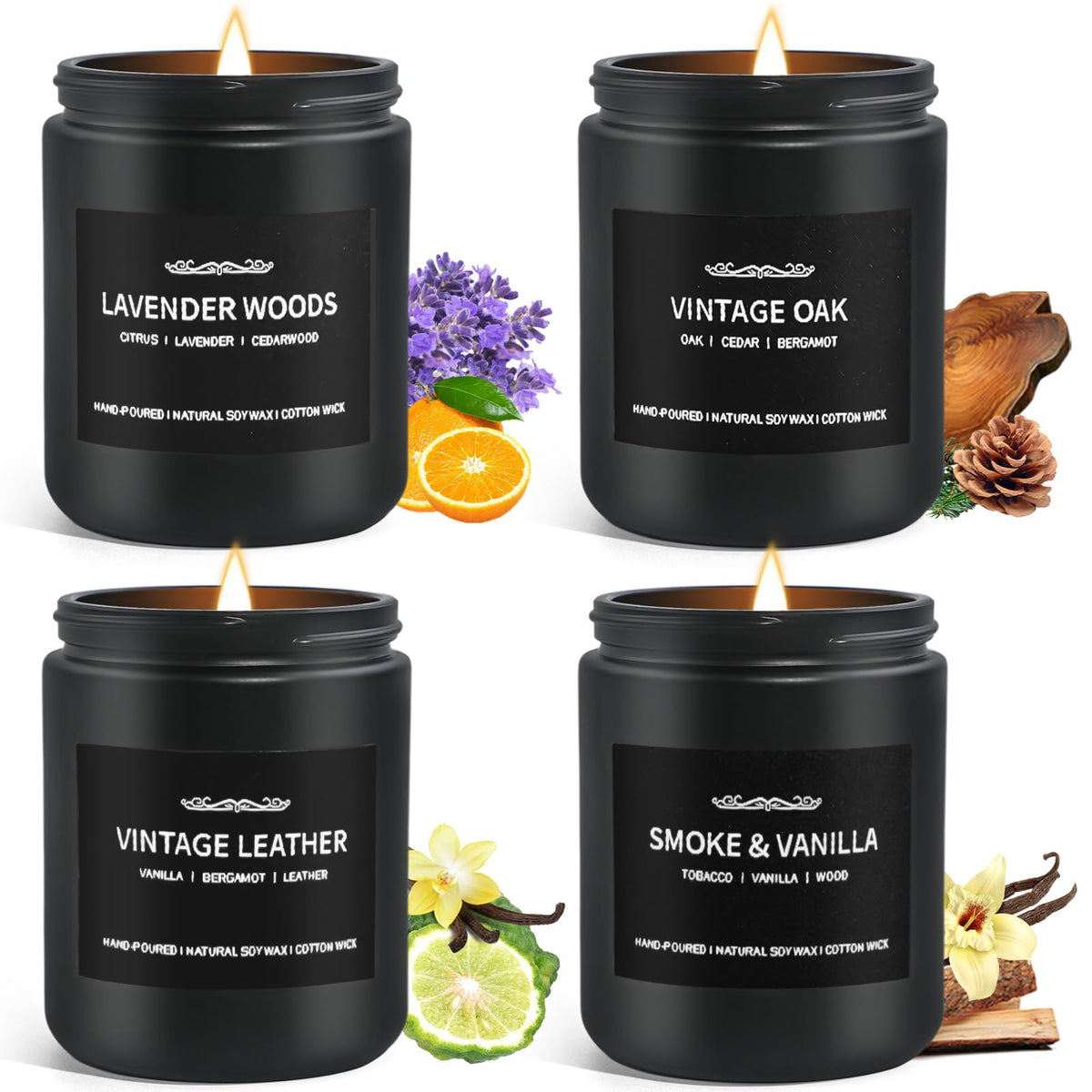 Scented Candles for Men,Valentines Day Gifts for Him, Scented Candles Set Soy Candles for Home Him,4 Pack Mens Candles Gifts for