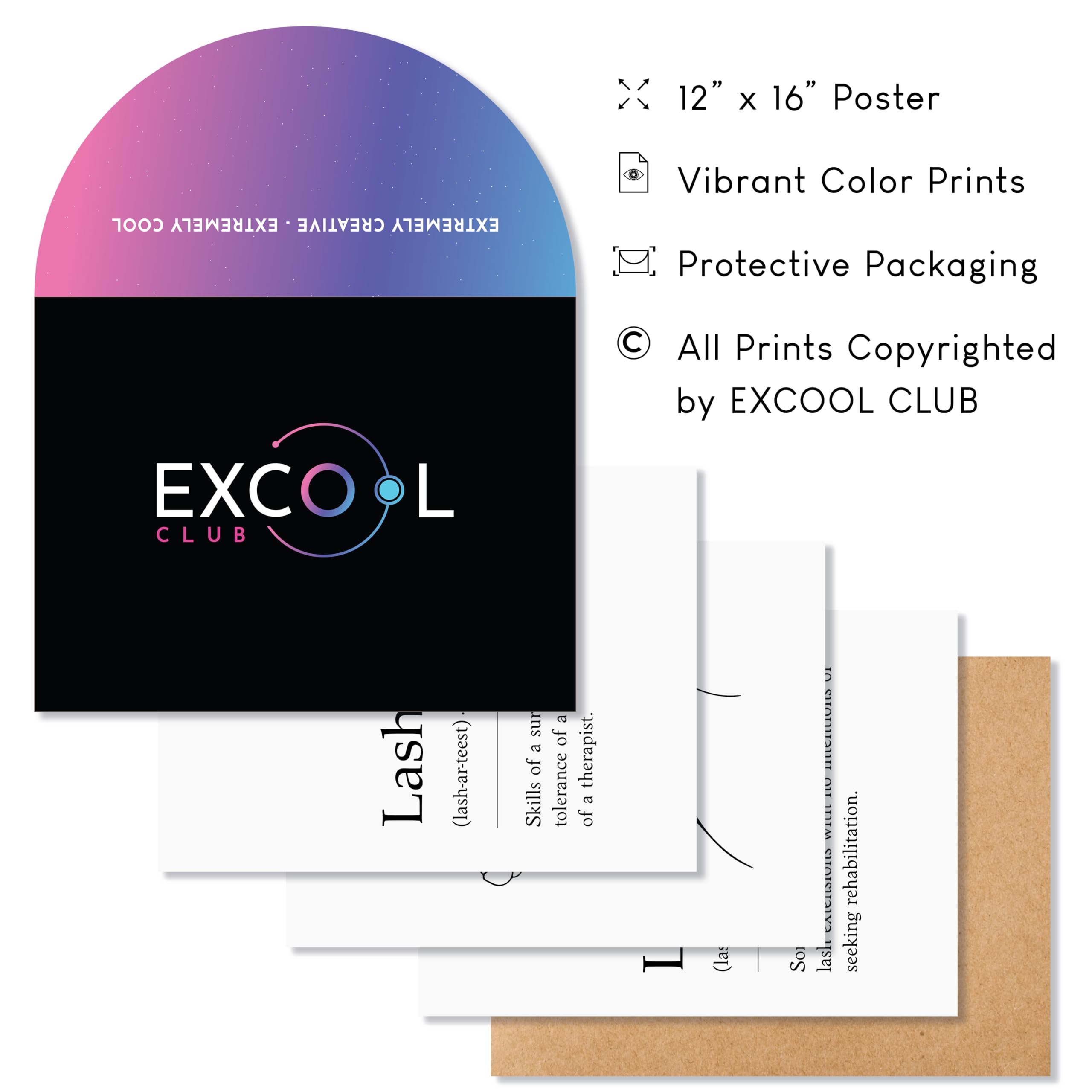 Excool Club Lash Decor - 12X16 Lash Decorations For Salon Room, Eyelash Wall Decor, Lash Artist Definition Poster, Eyelash Pictu