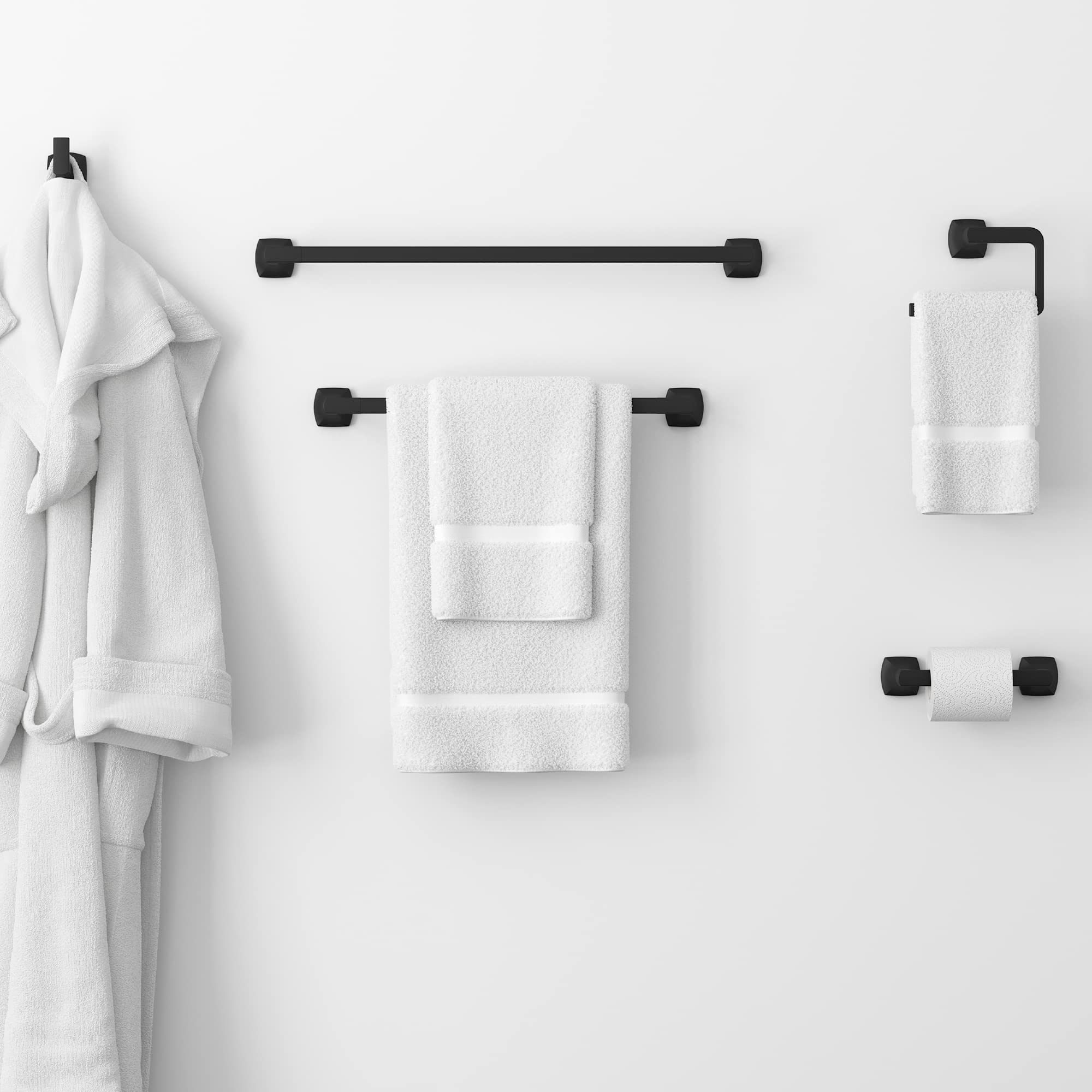 Pfister Vaneri Towel Ring, Hand Towel Holder For Bathroom, Wall-Mounted, Screw-In, Matte Black Finish, Brbvri0B