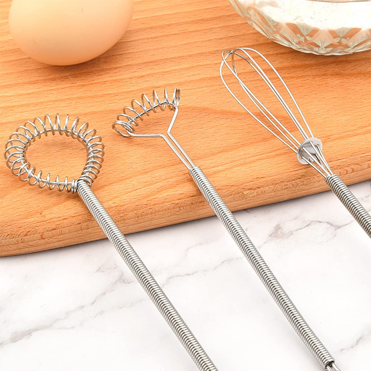 Ainvhh 6 Pcs Small Whisk, Mini Whisk, Flat Coil Whisk Stainless Steel Spring Whisk, Cooking And Kitchen Gadget For Blending Whis