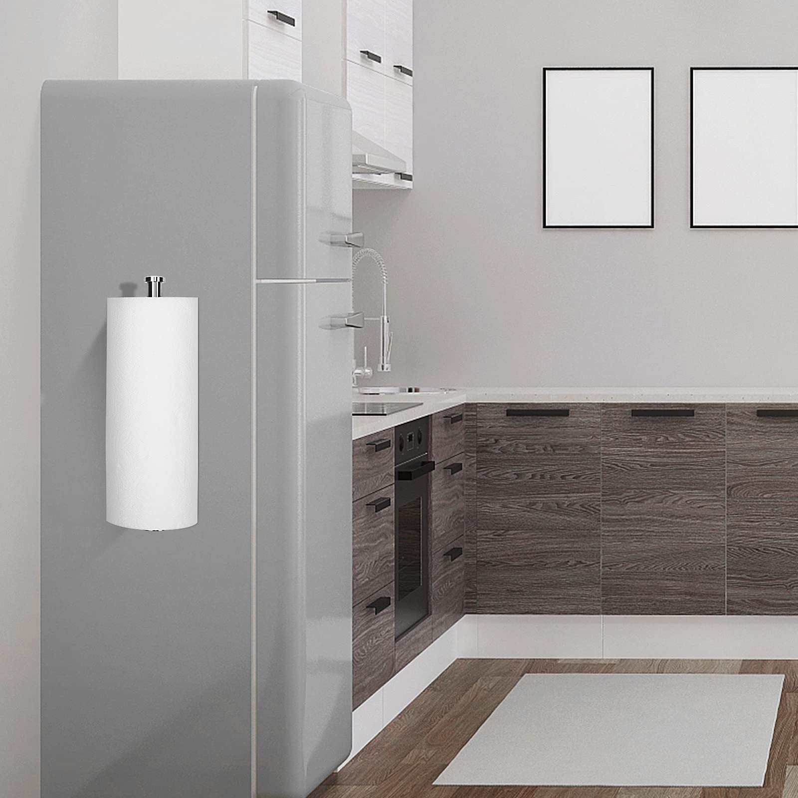 Paper Towel Holders Magnetic Steel Brushed Towel Roll Holders With Strong Magnetic Backing - Fit For Large Paper Towels-For Kitc