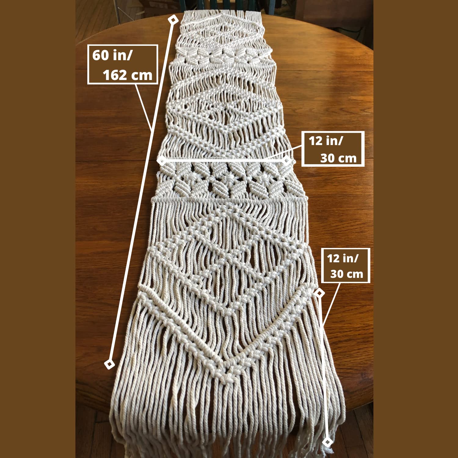 Macrame Table Runner, Boho Table Runner 82 X 12 Inches, Perfect For Bohemian Decor, Boho Wedding Table Decor, Hand Woven Off Whi