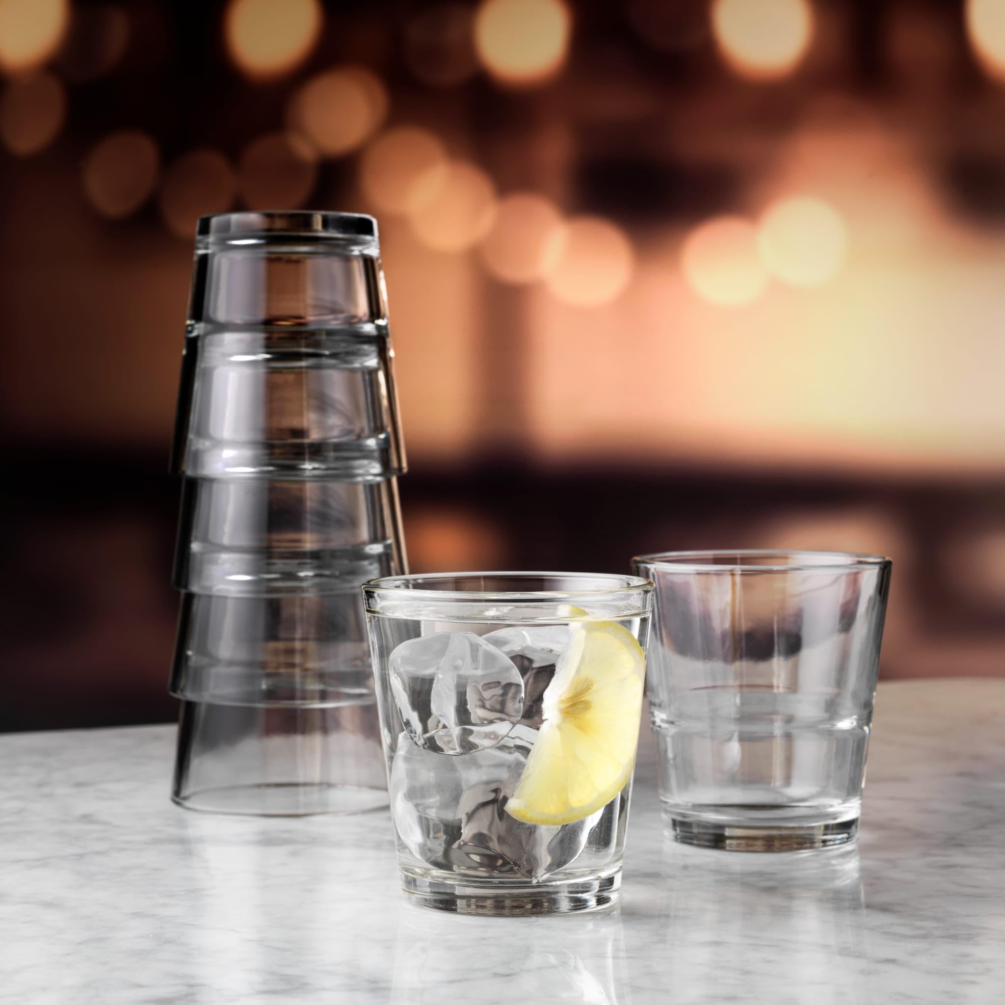 Libbey 15766 Restaurant Basics Stacking Rocks Glasses, 9-Ounce, Set Of 12