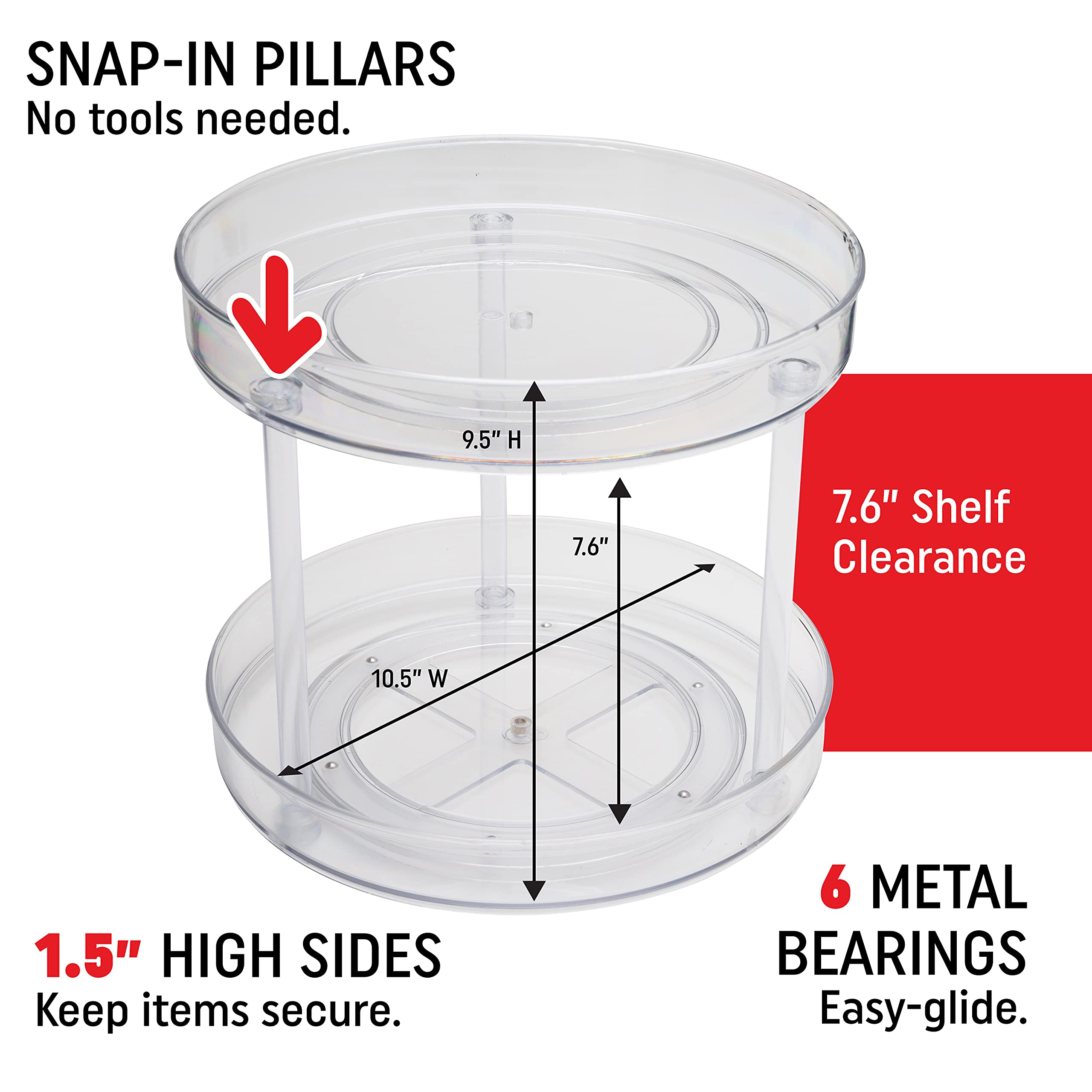 Dial Industries, Inc. Lazy Susan Turntable Organizer, Double Tier, 10.5 Inch