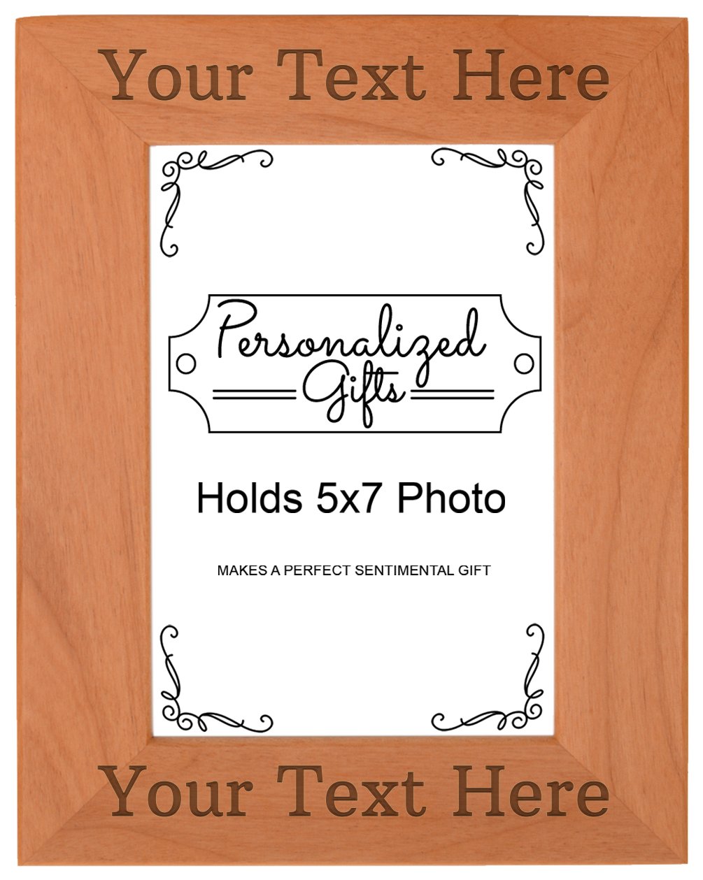 Personalized Picture Frame Your Text Personalized Wood Engraved 5x7 Portrait Picture Frame