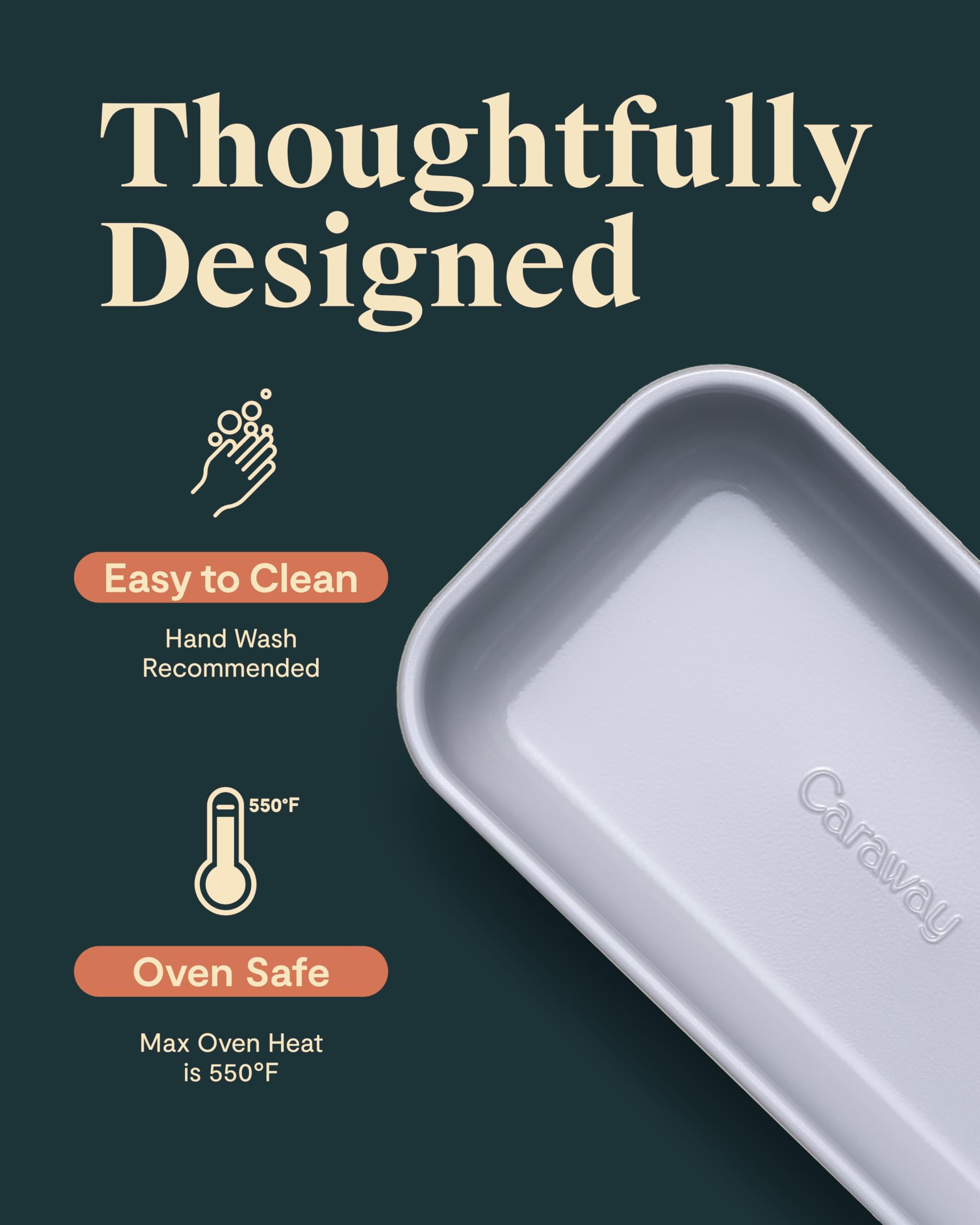 Caraway Non-Stick Ceramic 1 Lb Loaf Pan - Naturally Slick Ceramic Coating - Non-Toxic, Ptfe & Pfoa Free - Perfect For Pound Cake