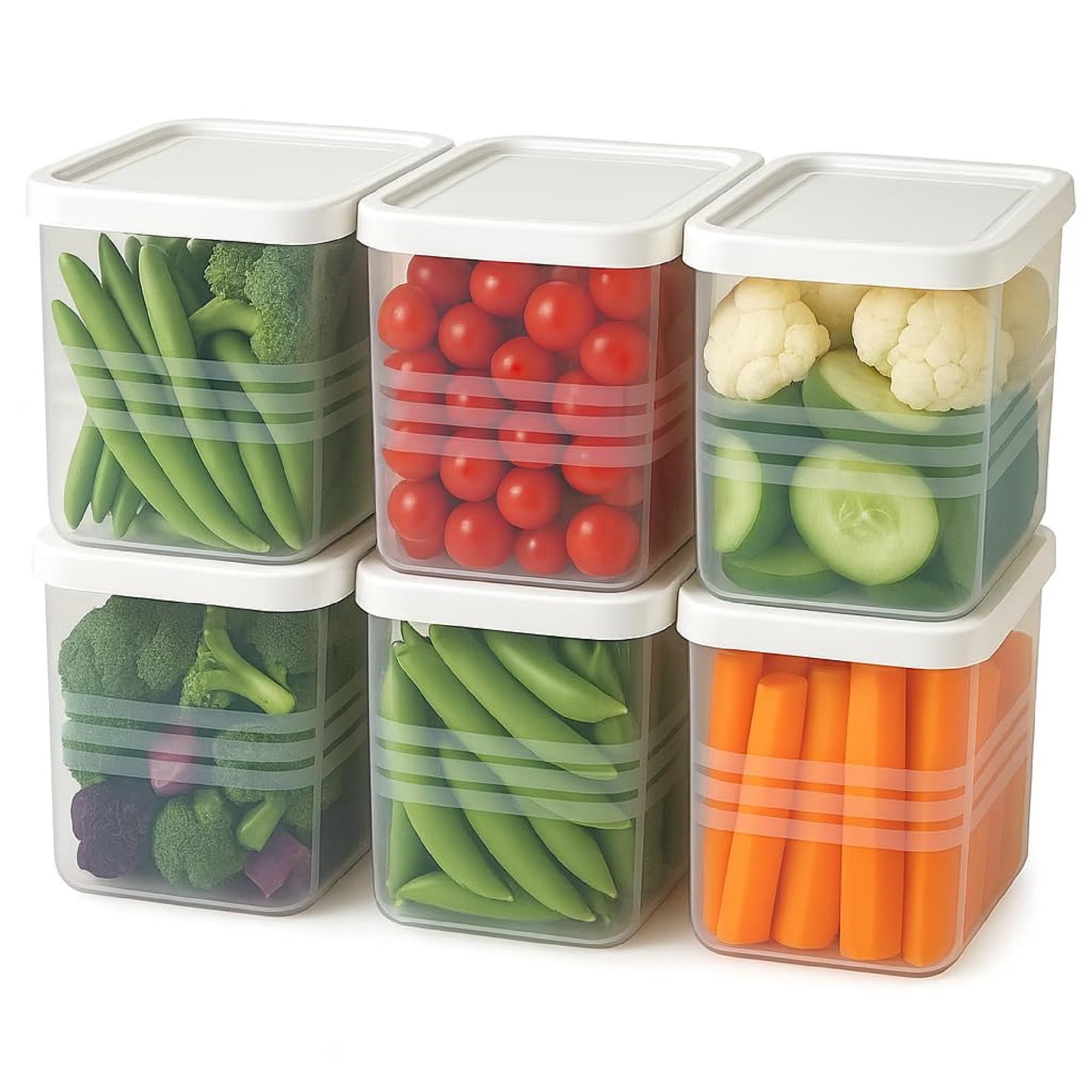 Zawza Fridge Storage Containers With Lid  6 Pcs Stackable Transparent Refrigerator Organizer Boxes For Fruits Vegetables Snacks