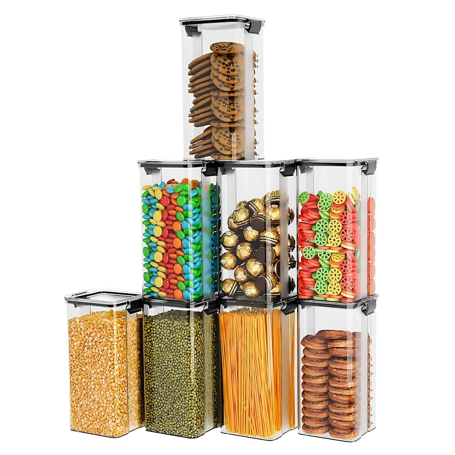 Homeor AirTight Bpa Free Food Grade Plastic Storage Jar Containers For Kitchen/Storage Organizer/Containers For Kitchen Set/Mul