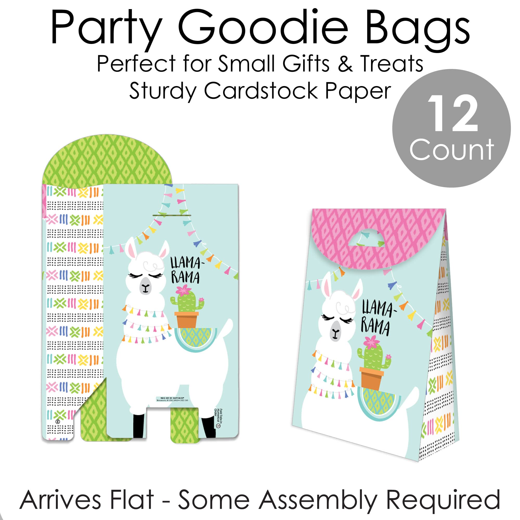Big Dot Of Happiness Whole Llama Fun - Llama Fiesta Baby Shower Or Birthday Gift Favor Bag - Party Goodie Boxes - Set Of 12