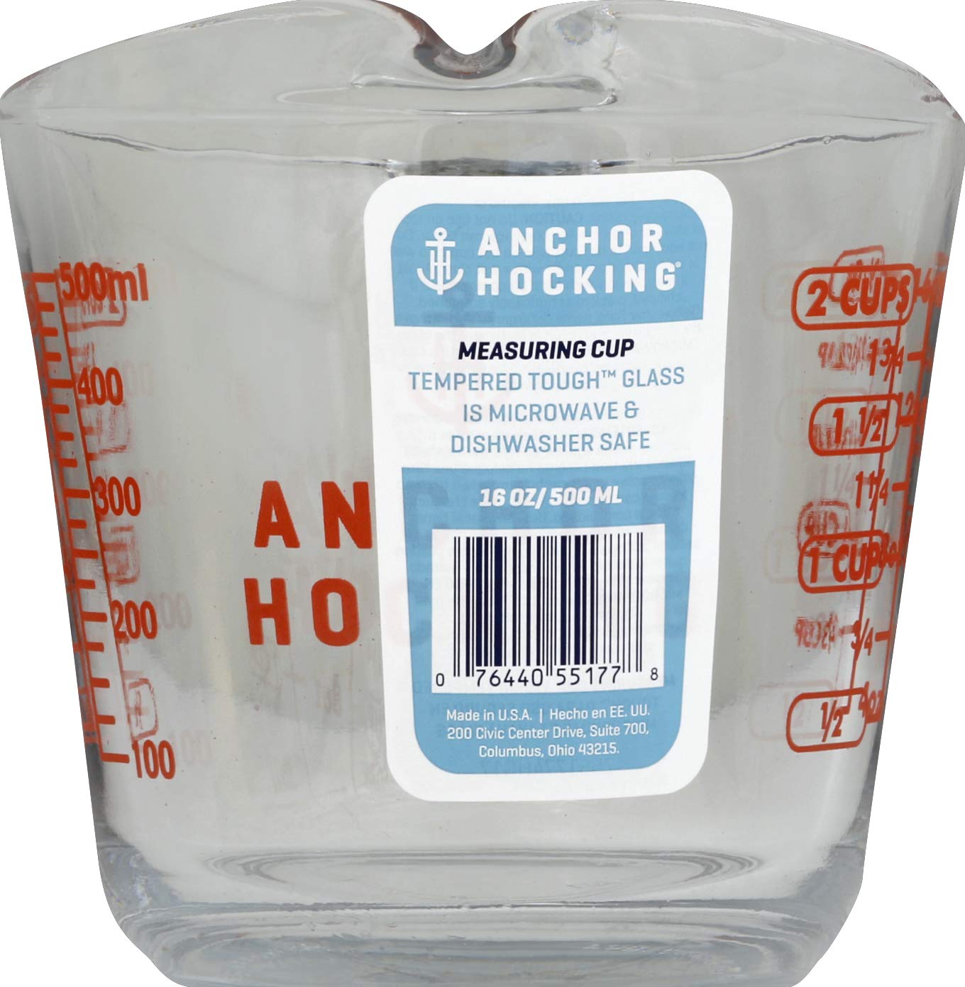 Anchor Hocking 55177Ahg17 Measuring Cup, 2.5 Quart, Clear