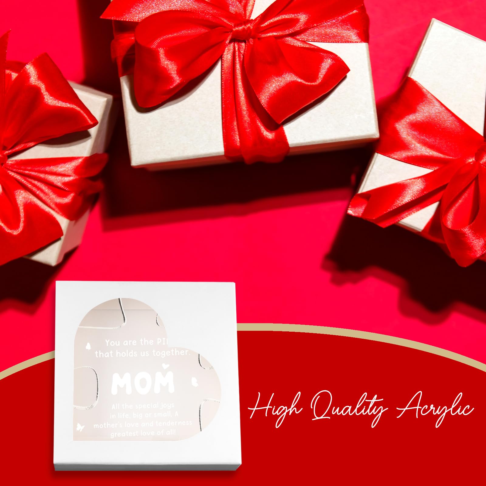 Mothers Day Birthday Gifts for Mom from Daughter Son Engraved Acrylic Block Puzzle Plaque Decorations Home Decor Birthday New Ye