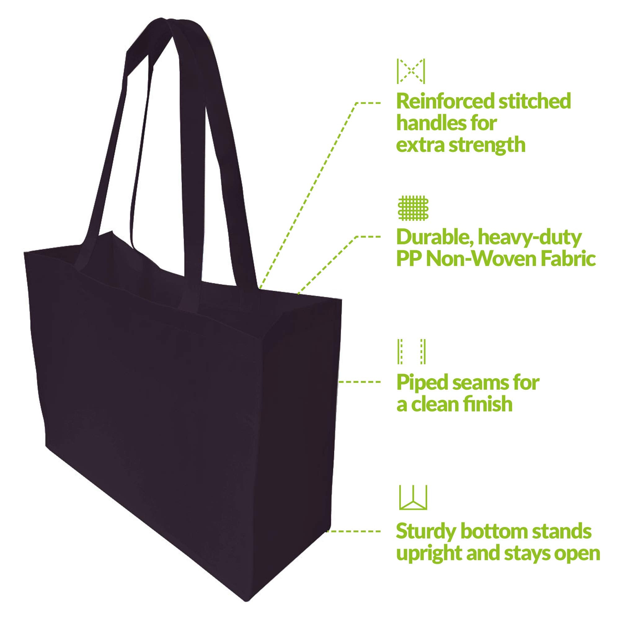 Black Gift Bags - 12 Pack Reusable Shopping Bags with Handles  Small Fabric Cloth Bags for Small Business  Gifts  Groceries  Merchandise  Events  Parties  Take-Out  Retail Stores  Bulk - 8x4x10