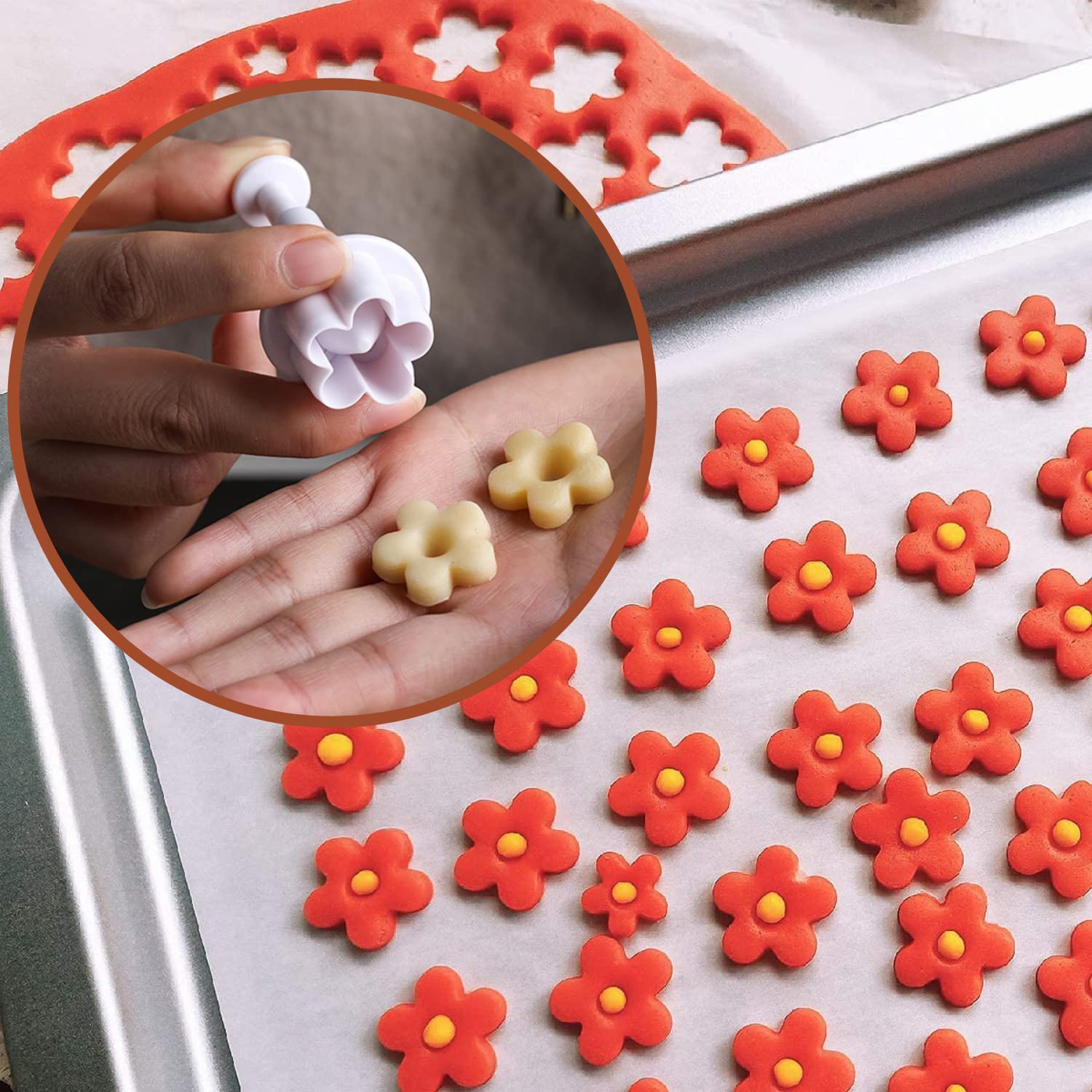 Fondant Plunger Cutters Set- 24Pcs Fondant Cutters Cake Cutters For Decorating Heart Flower Star Geometric Shape Diy Decorating
