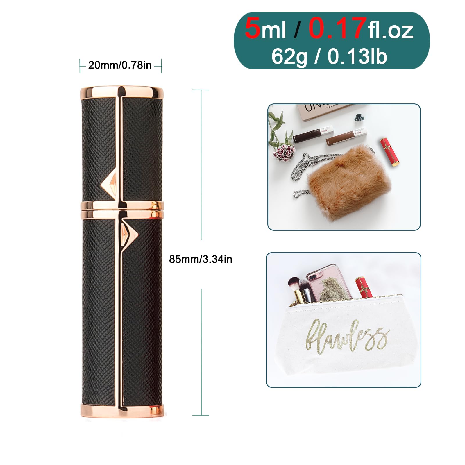 Refillable Perfume Bottle Atomizer For Travel,2Pcs 5Ml Empty Perfume Spray Fine Mist,Mini Luxury Leather Refill Pump Case,For Ma