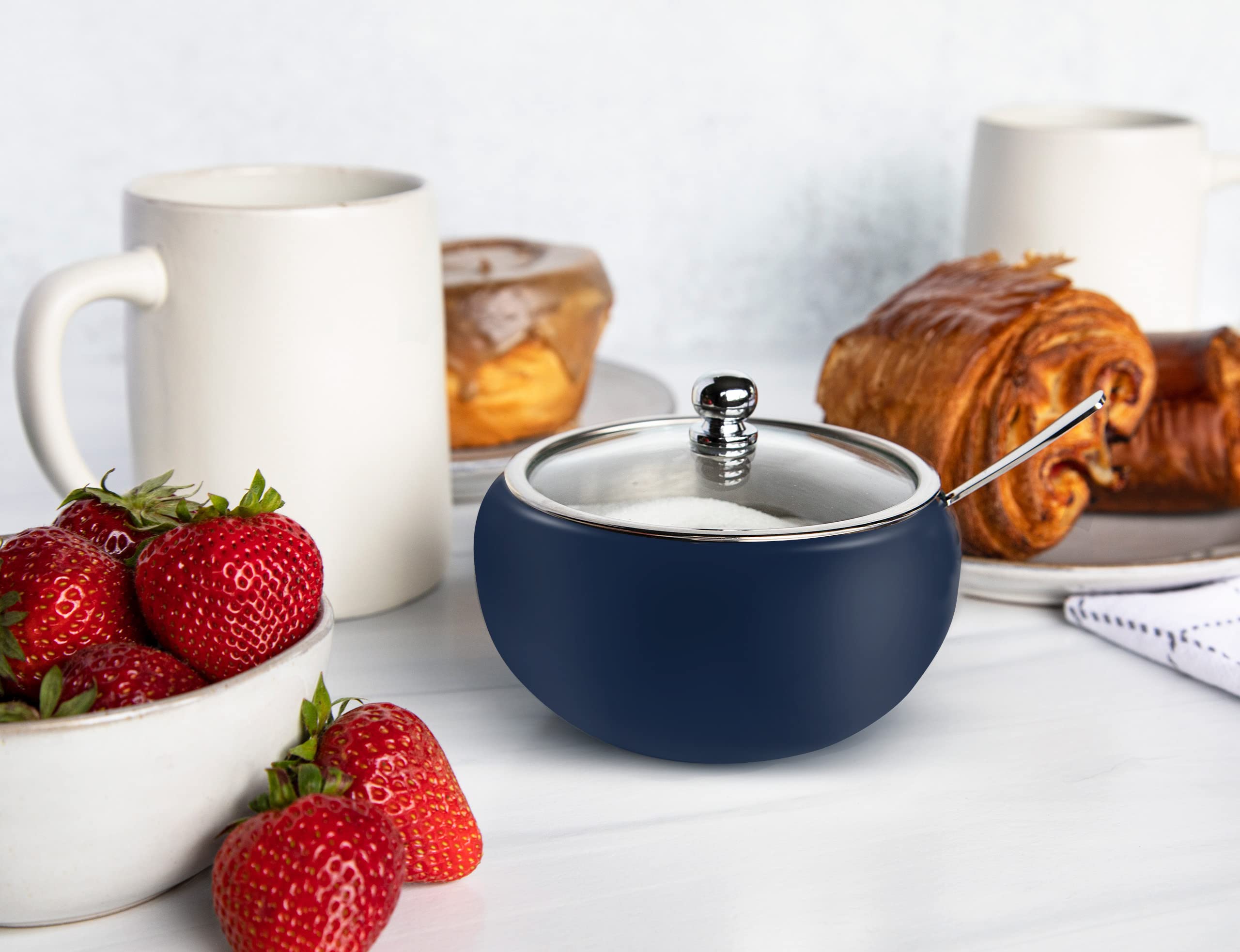 Kook Sugar Bowl, Sugar Bowl With Lid And Spoon, Sugar Container With Lid, For Salt, Coffee, Holds 2 Cups, Dishwasher Safe, Matte