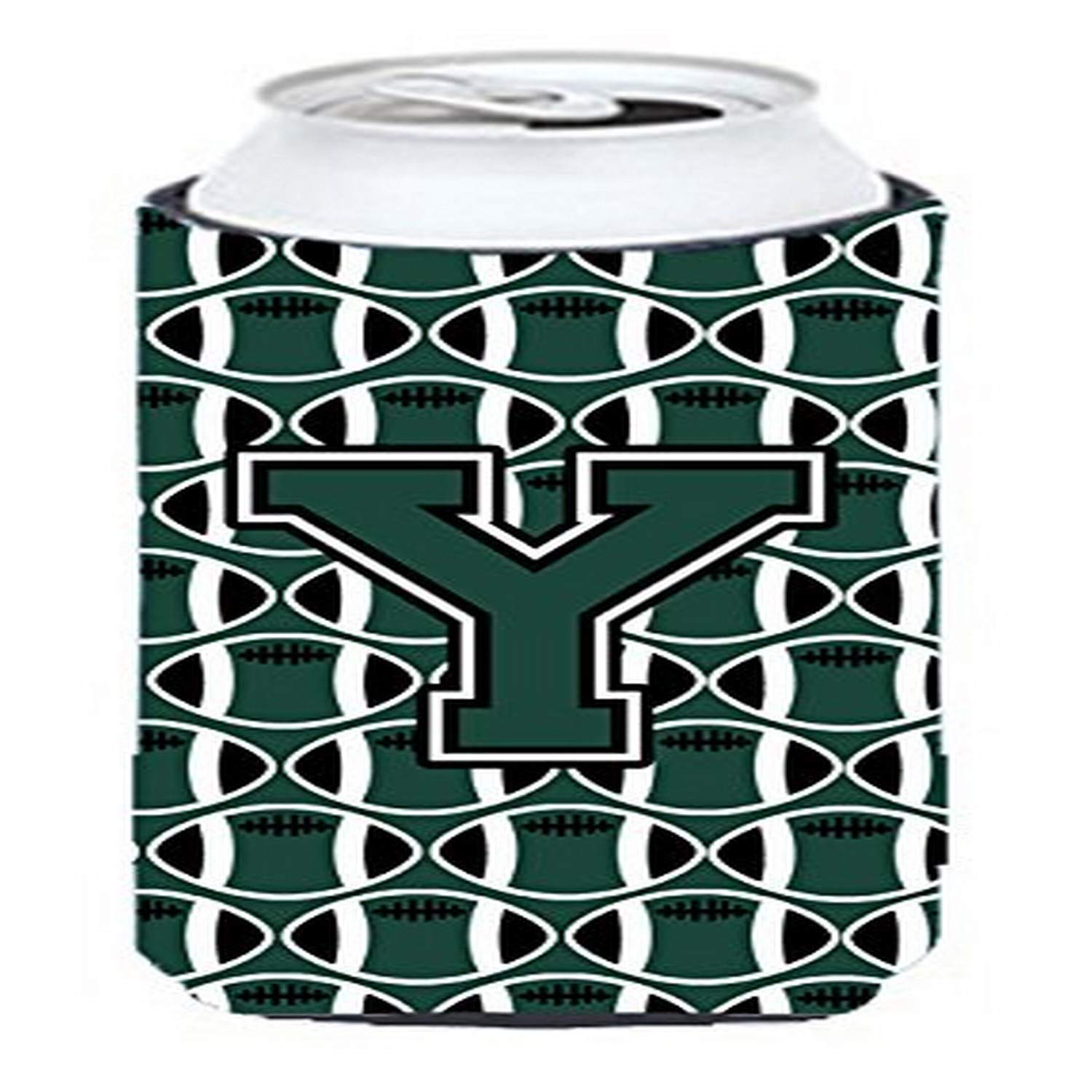 Letter Y Football Green and White Tall Boy Beverage Insulator Hugger CJ1071-YTBC