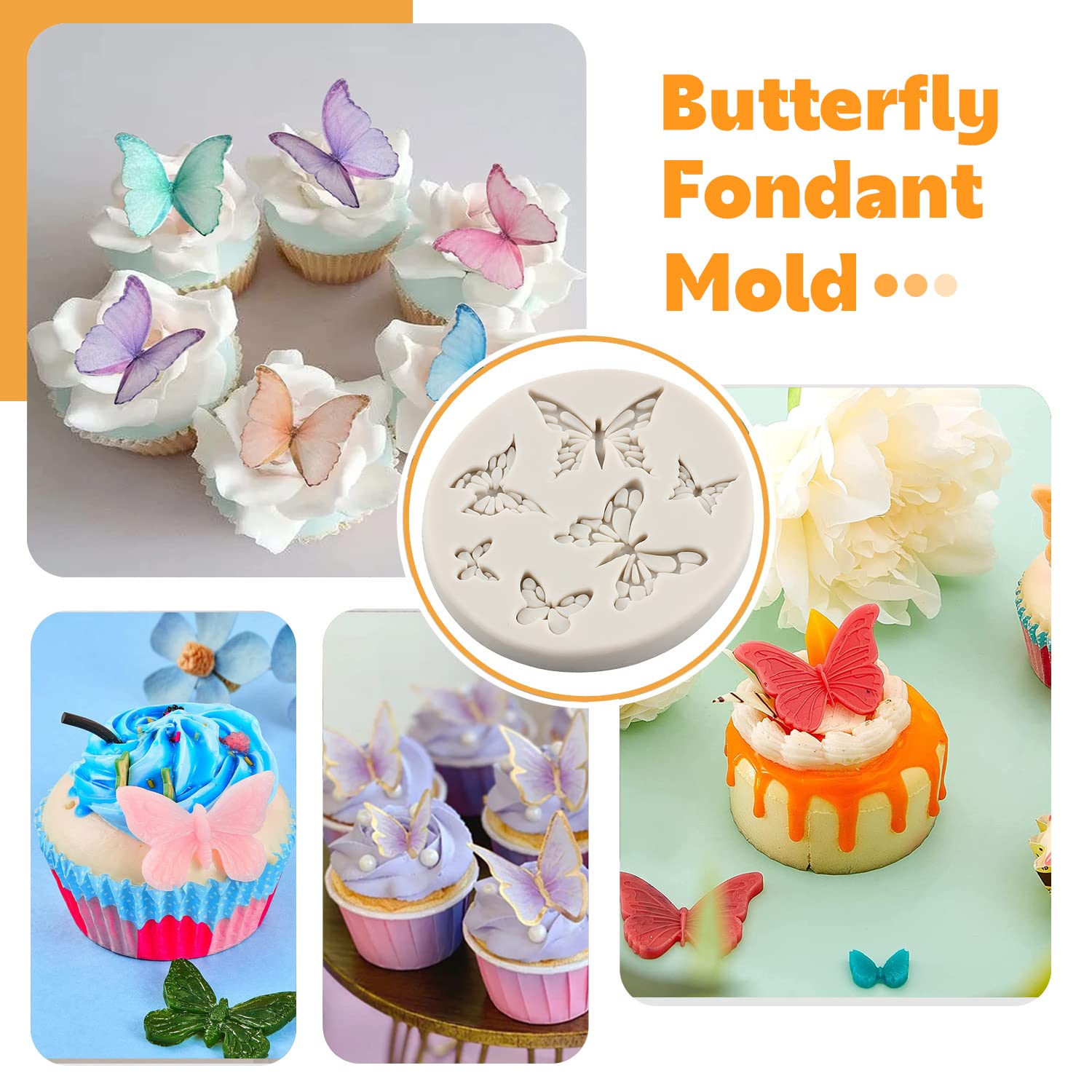 Sijiangmold Butterfly Fondant Molds Butterfly Silicone Mold For Cake Decorating Candy Chocolate Gum Paste Crafting Polymer Clay