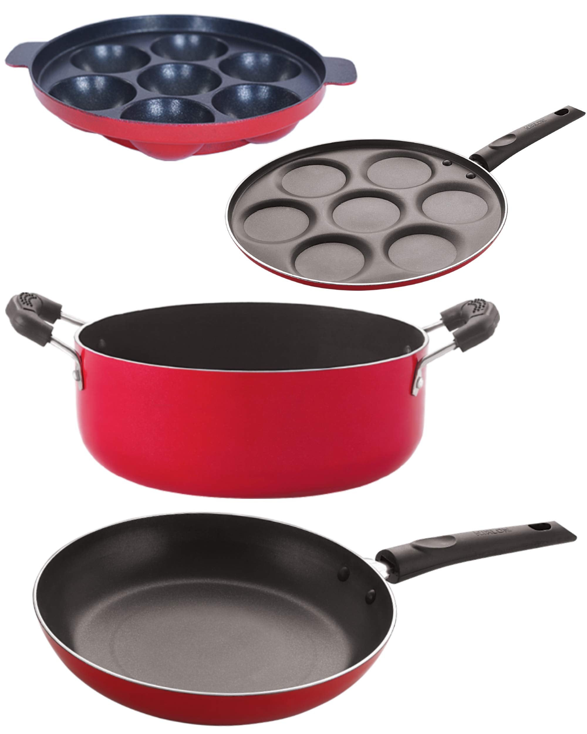 Nirlon Non Stick Cookware Set Of 4 Pieces Combo With Bakelight Handle (2.6Mm_Appampatra_Up_Cass20_Tp24)