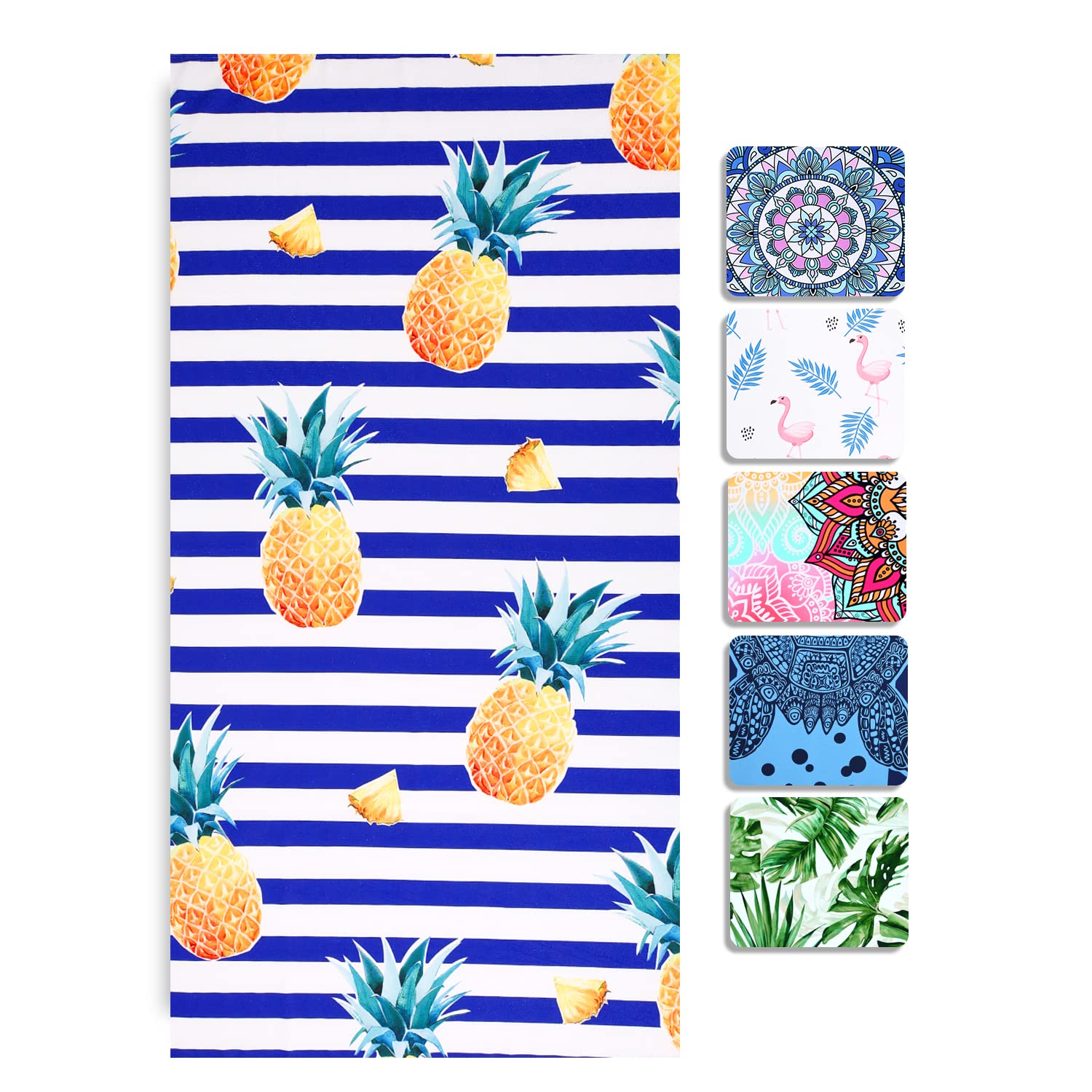 Livilan Oversized Striped Pineapple Beach Towel For Women Girls, 30   X60    Microfiber Thin Lightweight Super Absorbent, Quick