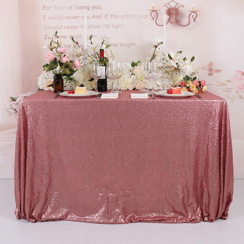 Trlyc Blush Sequin Tablecloth - 60x120inch Glitter Tablecloth Rectangle Party Wedding Christmas Table Cloth