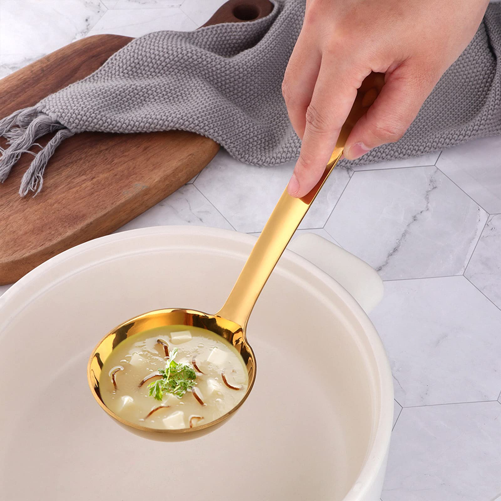 Buyer Star Kitchen Utensils Set 5 Pcs Cooking Utensils Stainless Steel 18/0 Kitchen Tool And Gadgets Salad Spoon Forks Big Gravy
