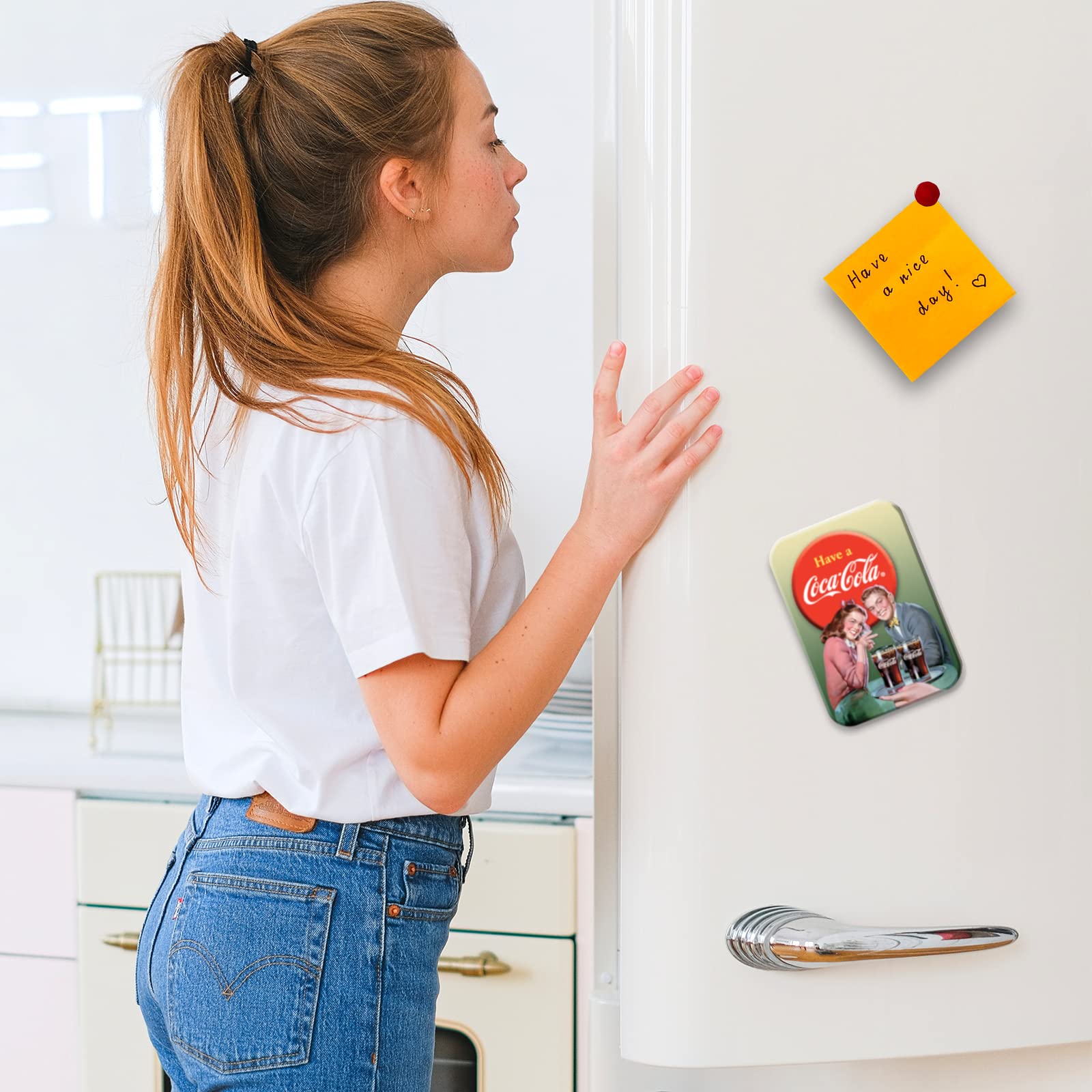 Desperate Enterprises Coca-Cola Young Couple Refrigerator Magnet - Funny Magnets For Office, Home & School - Made In The Usa
