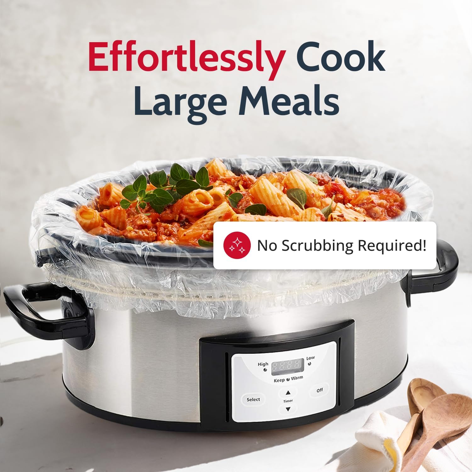 Pansaver Slow Cooker Liners - Disposable Liners With Sure Fit Band For Snug Fit - Instant Cleanup With No Scrubbing - Fits 3-6.5