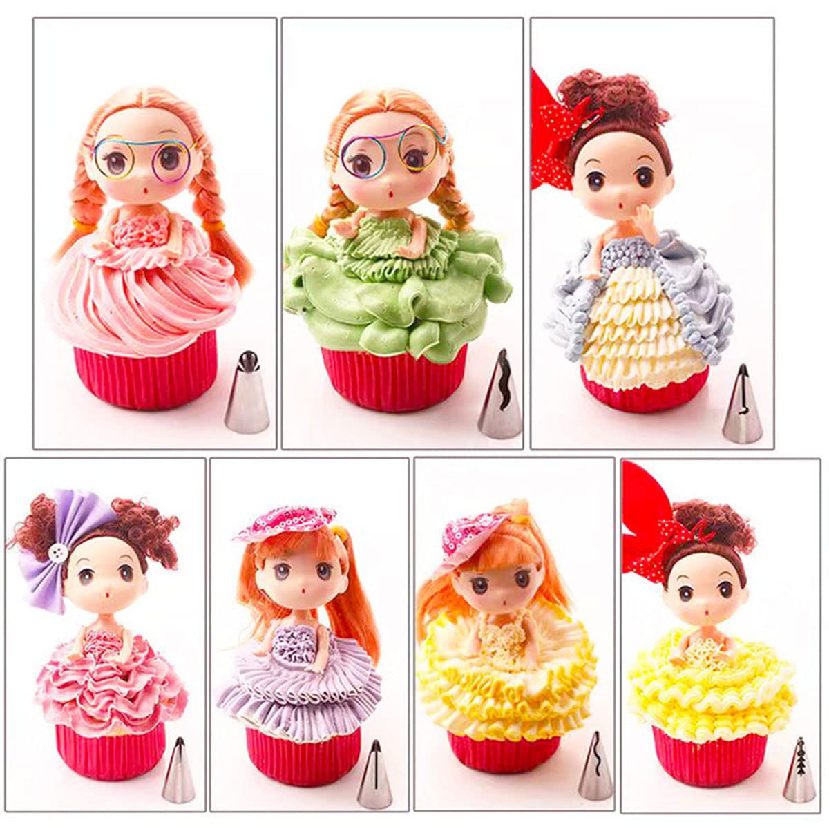 Haidong Ruffle Decorating Tube Set Stainless Steel Russian Ruffle Icing Piping Nozzles Set Pleated Skirt Piping Nozzles For Cake