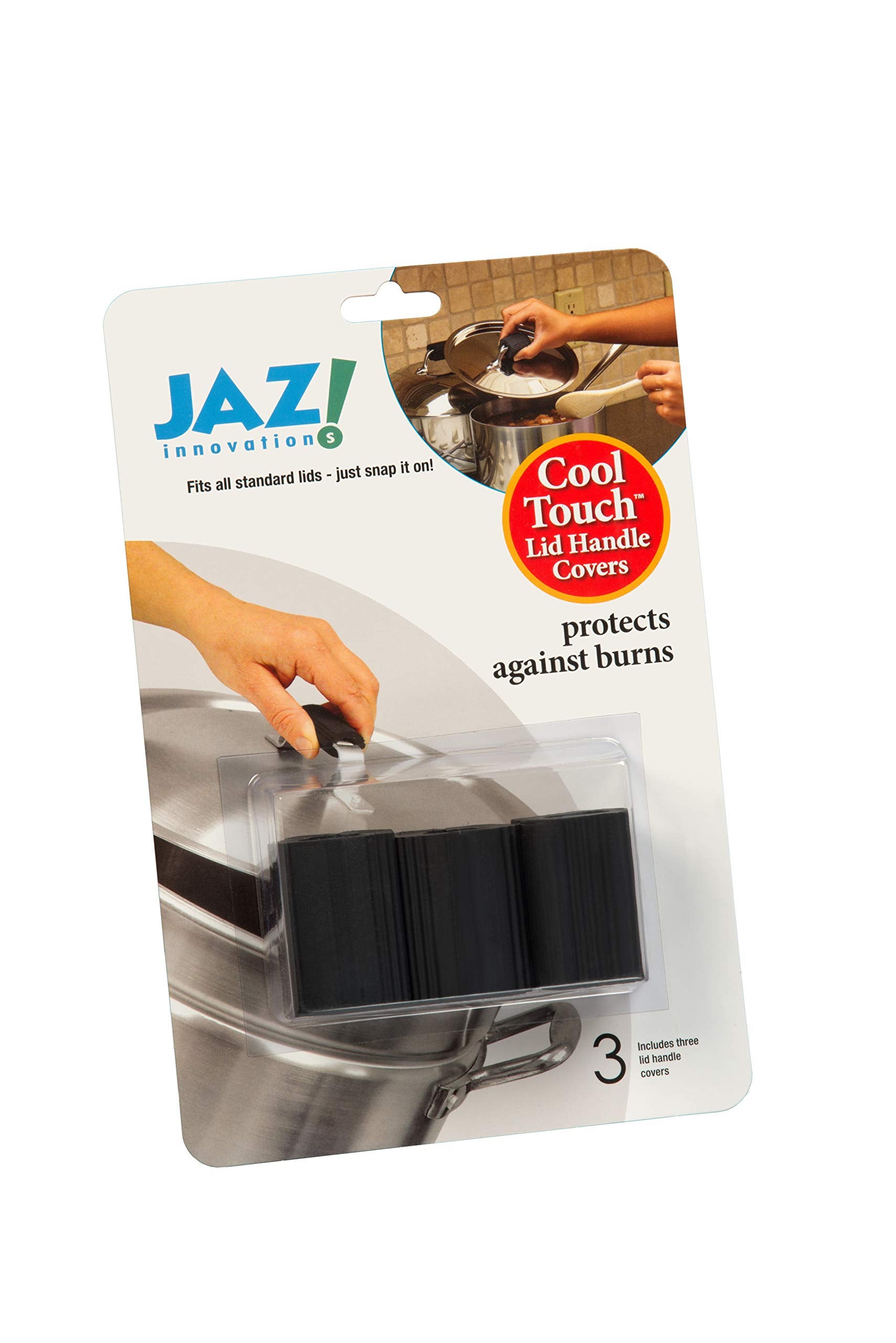 JAZ Innovations Touch Covers (Set of 3) Fits on Any Pot Handle or Lid and Remains Cool, size:a, Black