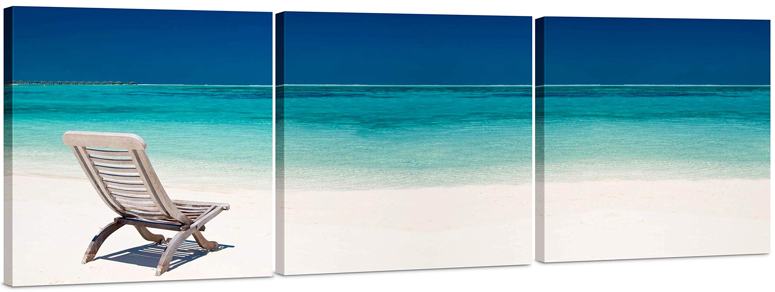 Beach Canvas Wall Art - Large Beach Wall Art 24X72 - 3 Piece Set Tropical Wall Art - Ocean Canvas Wall Art - Beach Art Wall Deco