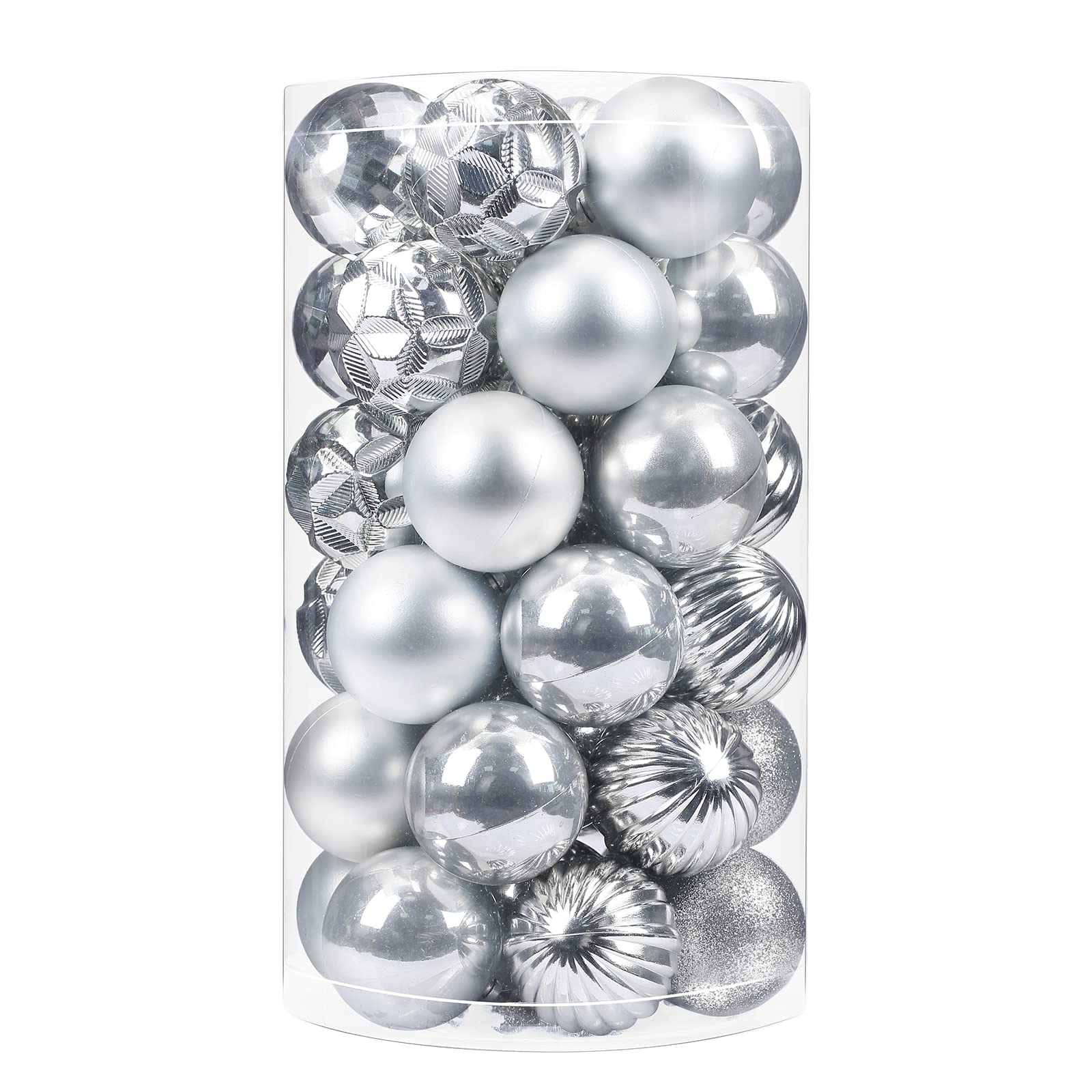 Luxtea 41ct Small Christmas Balls Shatterproof Hanging Decorations Set for Xmas Tree Garland Ornaments (1.57/40mm,Silver)