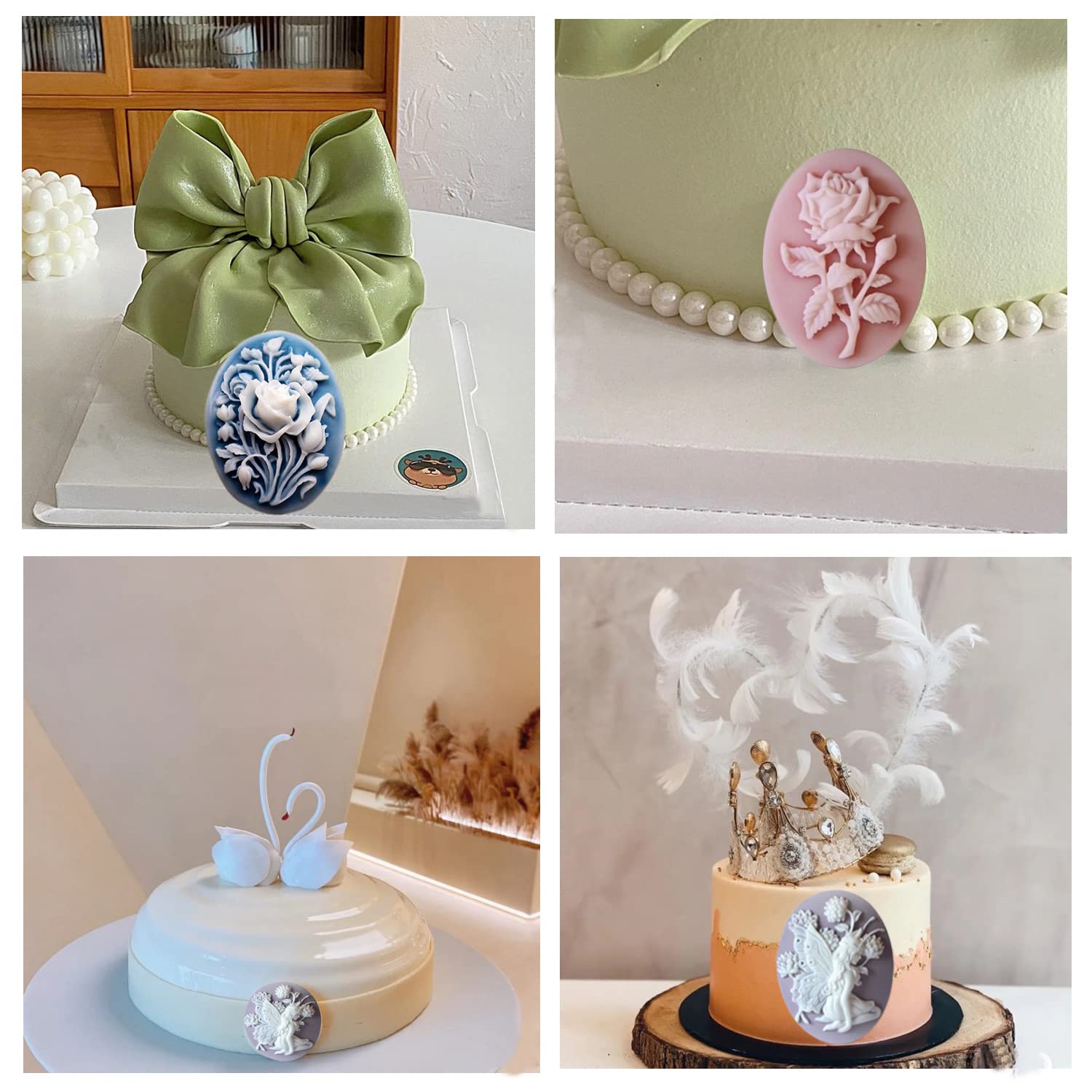 Zixiang Cameo Rose Flower Silicone Molds Angel Fairy Fondant Mold For Chocolate Cake Decoration Cupcake Topper Candy Gum Paste S