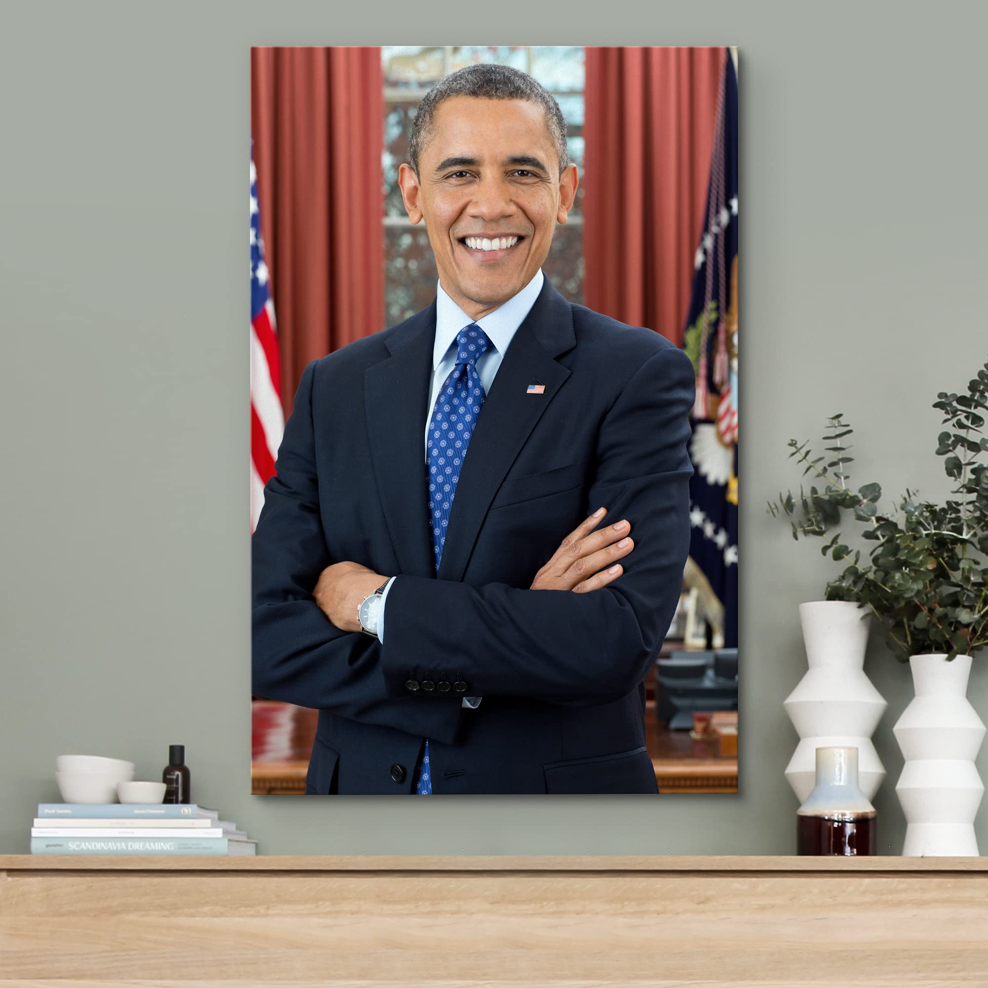 Wall26 Canvas Print Wall Art Portrait Of President Barack Obama People Pop Culture Historical Realism Famous Closeup Colorful Mu