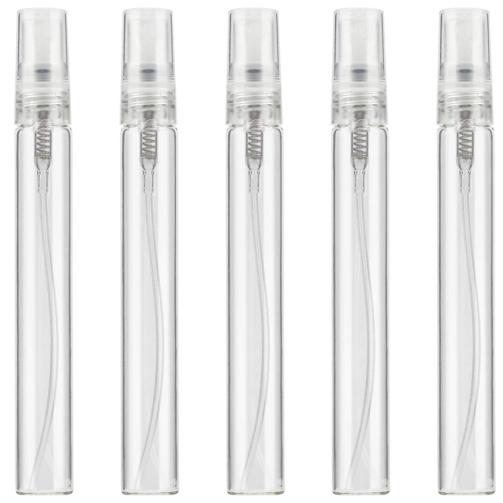 Savita 5 Pcs 10Ml Grass Perfume Spray Bottle Transparent Atomizer Refillable Small Empty Liquid Containers Fine Mist For Essenti