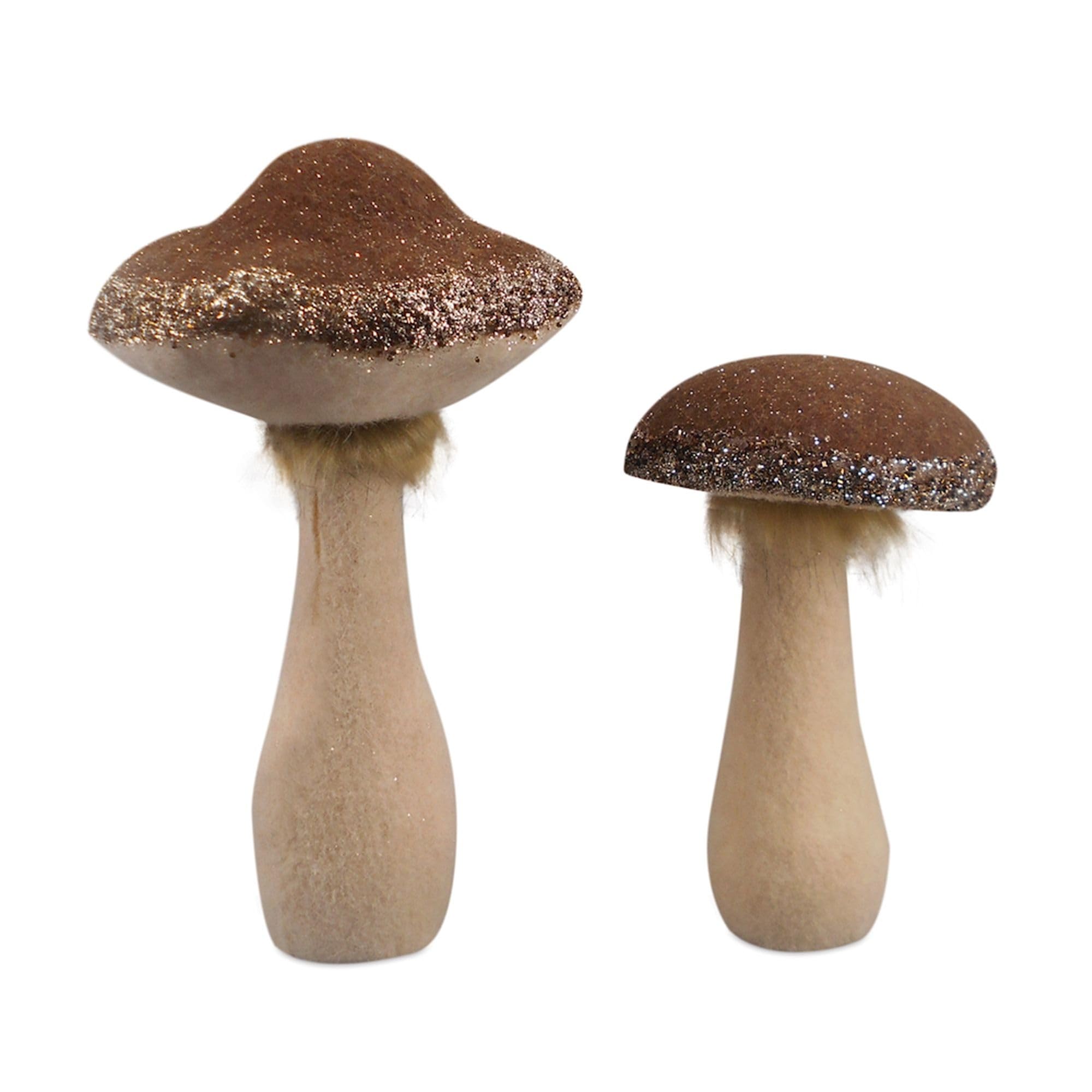 Glittered Mushroom Christmas Tabletop Decorations - 13.5'' - Set Of 2