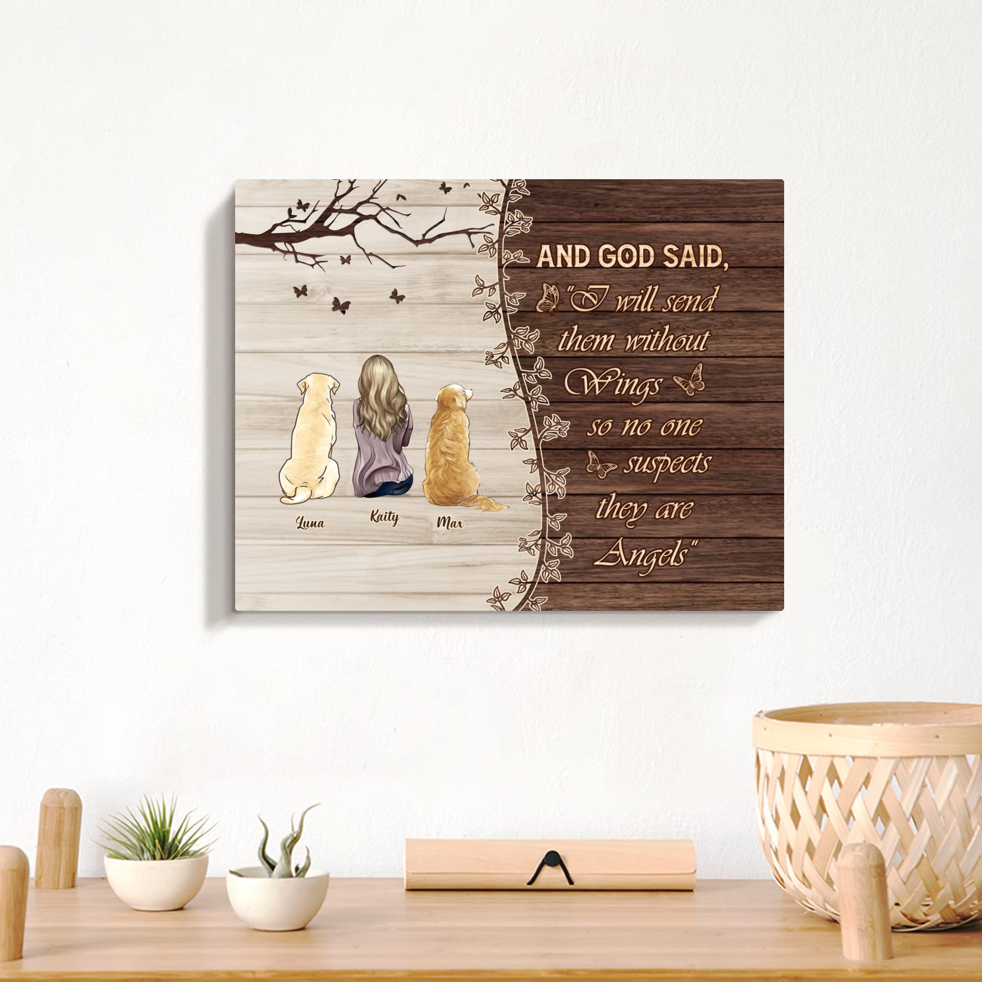 Gossby Custom A Girl And Her 2 Dogs Wrapped Canvas Wall Art - Personalized Mothers Day, Christmas, Birthday Gift Dog Mom, Dog Lo