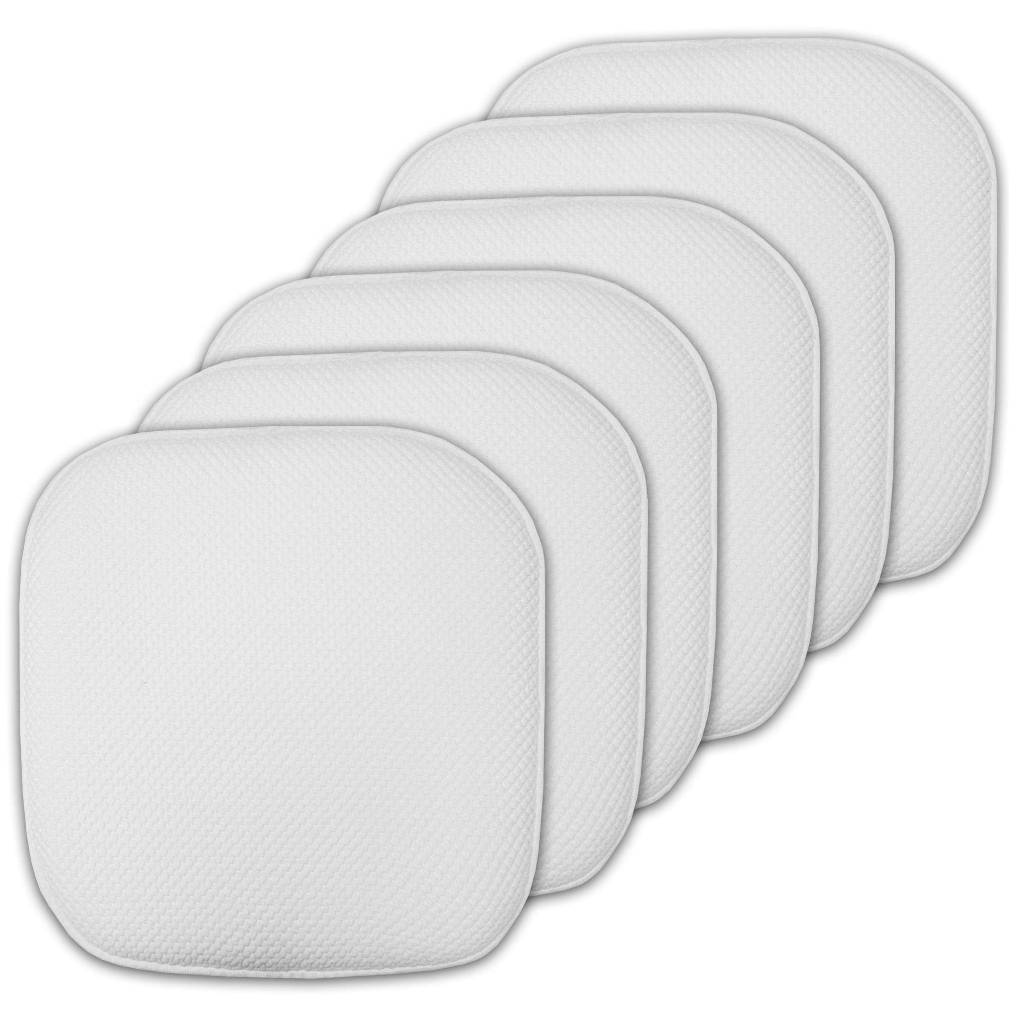 Sweet Home Collection Cushion Memory Foam Chair Pads Honeycomb Nonslip Back Seat Cover 16'' X 16'' 6 Pack White