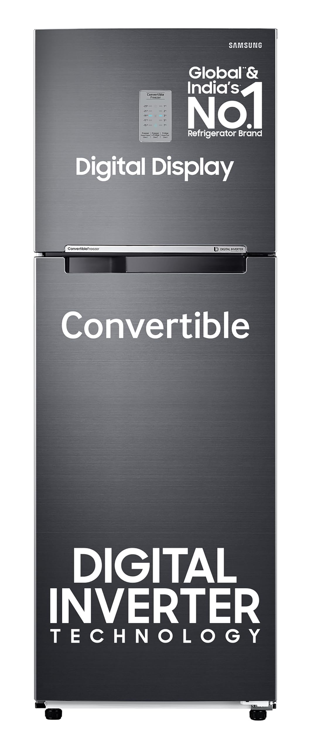 Samsung 256 L, 3 Star, Convertible, Digital Inverter With Display Frost Free Double Door Refrigerator (Rt30C3733Bx/Hl, Luxe Blac