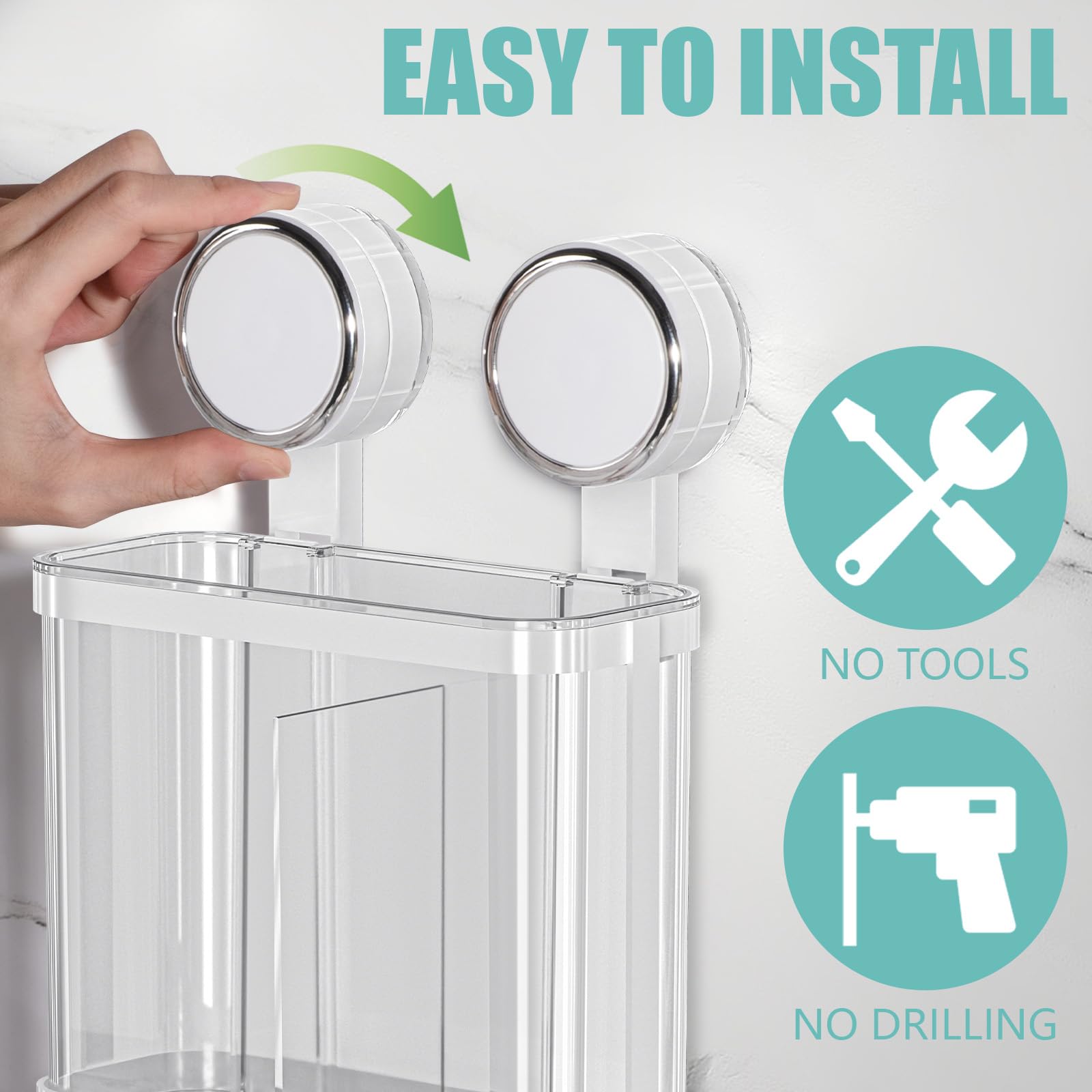 Toothbrush Holders Wall Mounted for Bathrooms, Suction Cup Electric Tooth Brush and Toothpaste Organizer Razor Holder for Shower