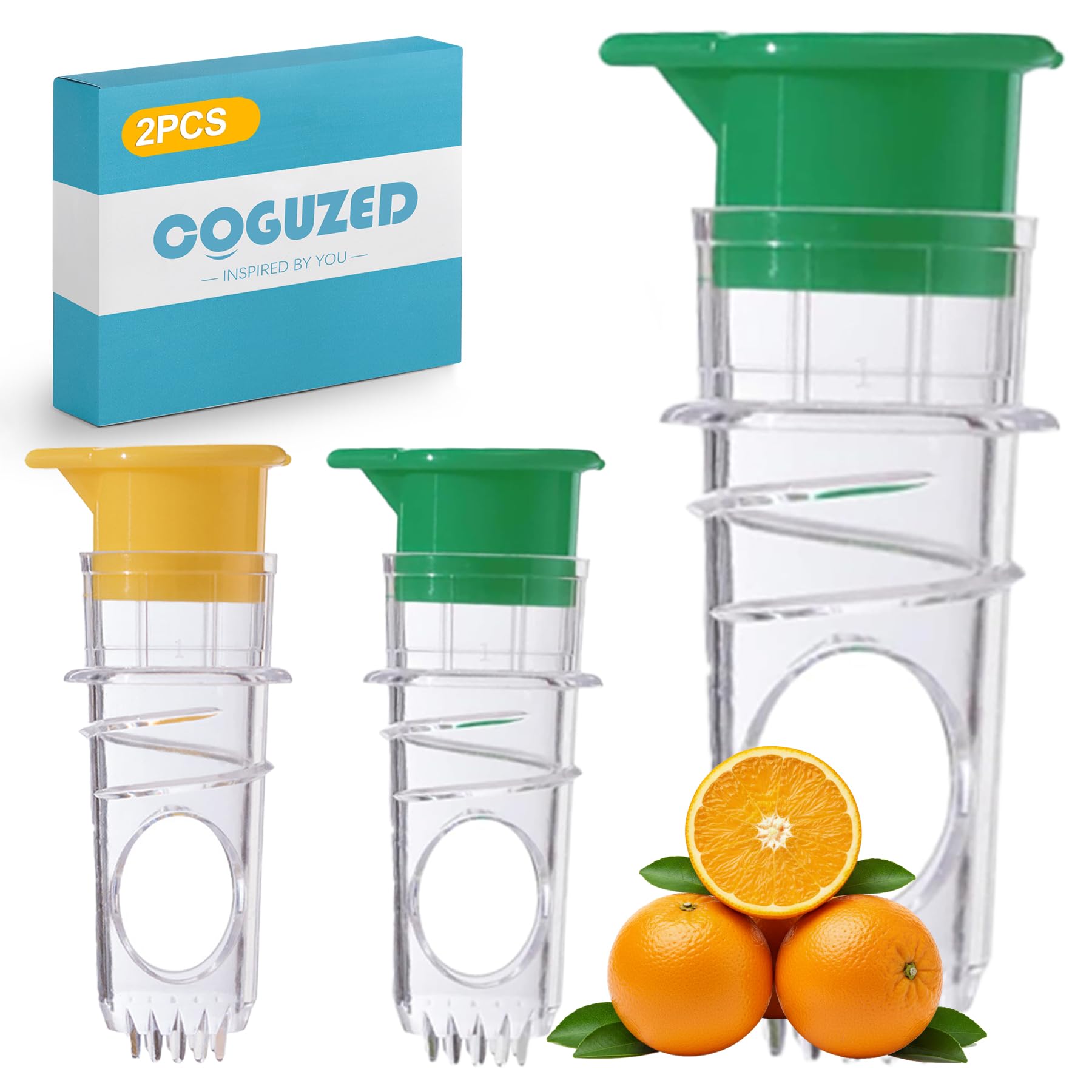 Coguzed 2 Pack Manual ScrewIn Lemon & Lime Juicer  Mini Portable Citrus Squeezer With Lid For Fresh Juice Extraction