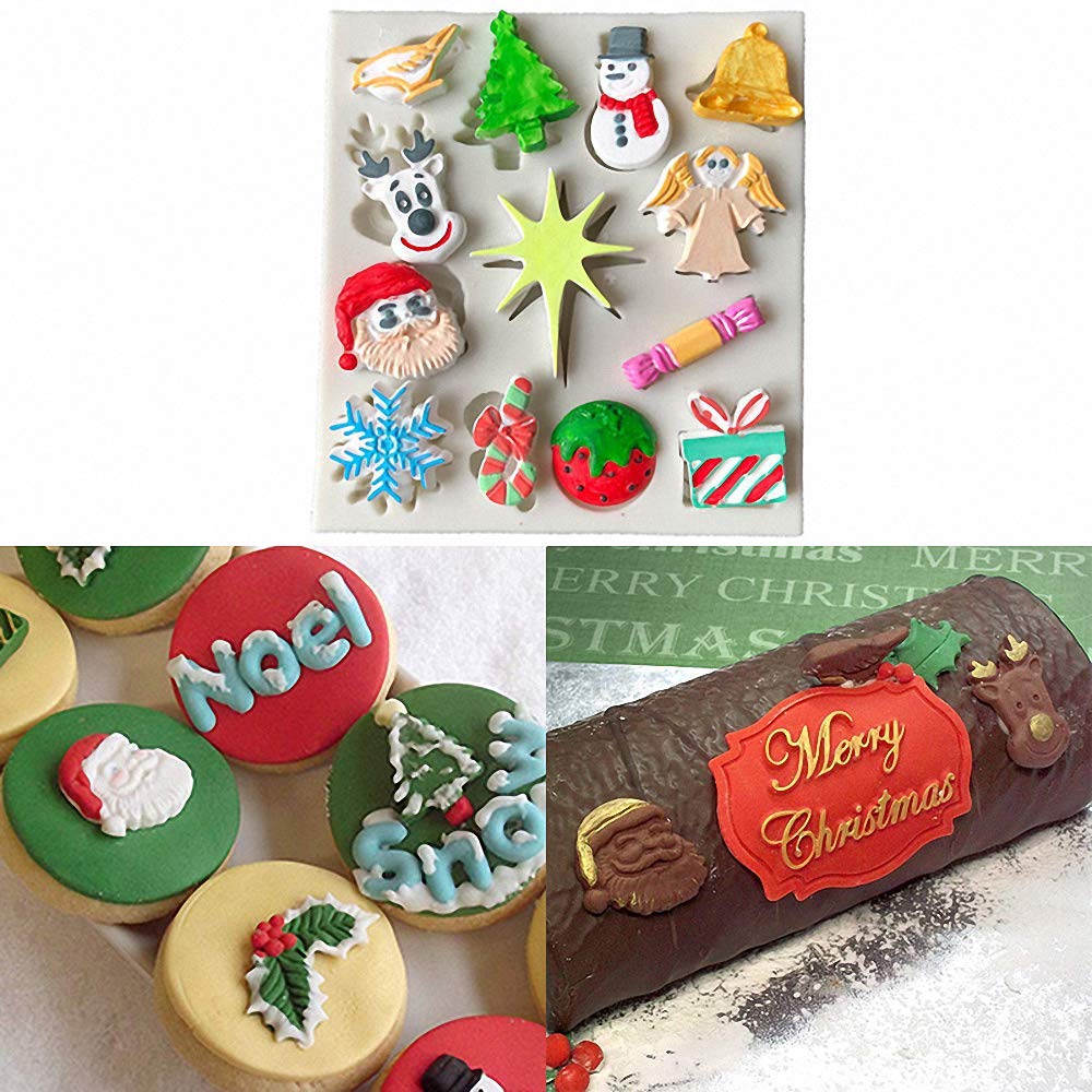 Set Of 4 Christmas Fondant Molds, Xmas Cake Cupcake Decoration Silicone Chocolate Candy Mold, Christmas Tree/Gingerbread Man/Rei
