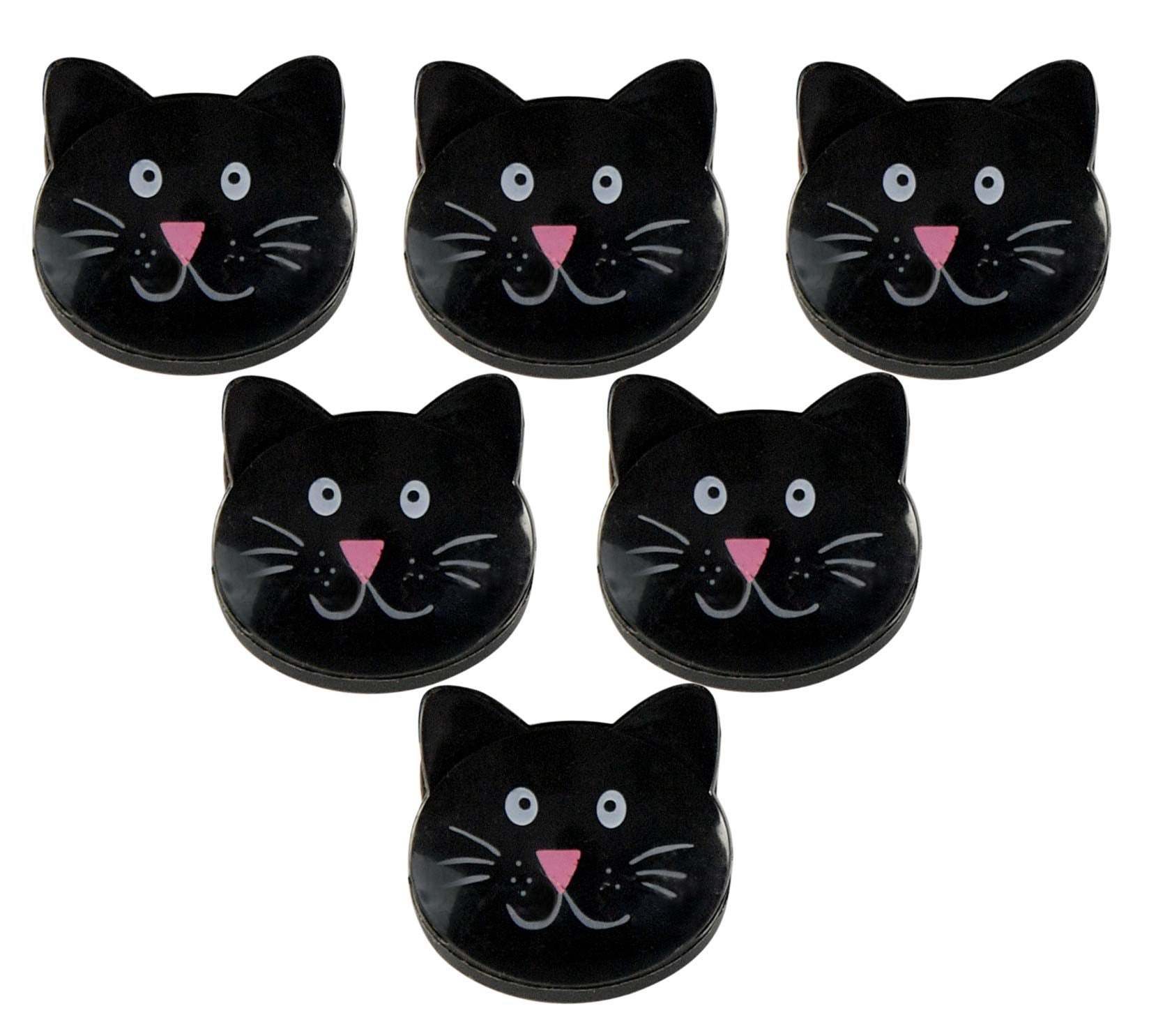 Home-X Cat-Shaped Bag Clips For Chips, Kitchen And Laundry, Black Cat-Face Food Bag Clips, 1.75   L X 1.5    W, Set Of 6