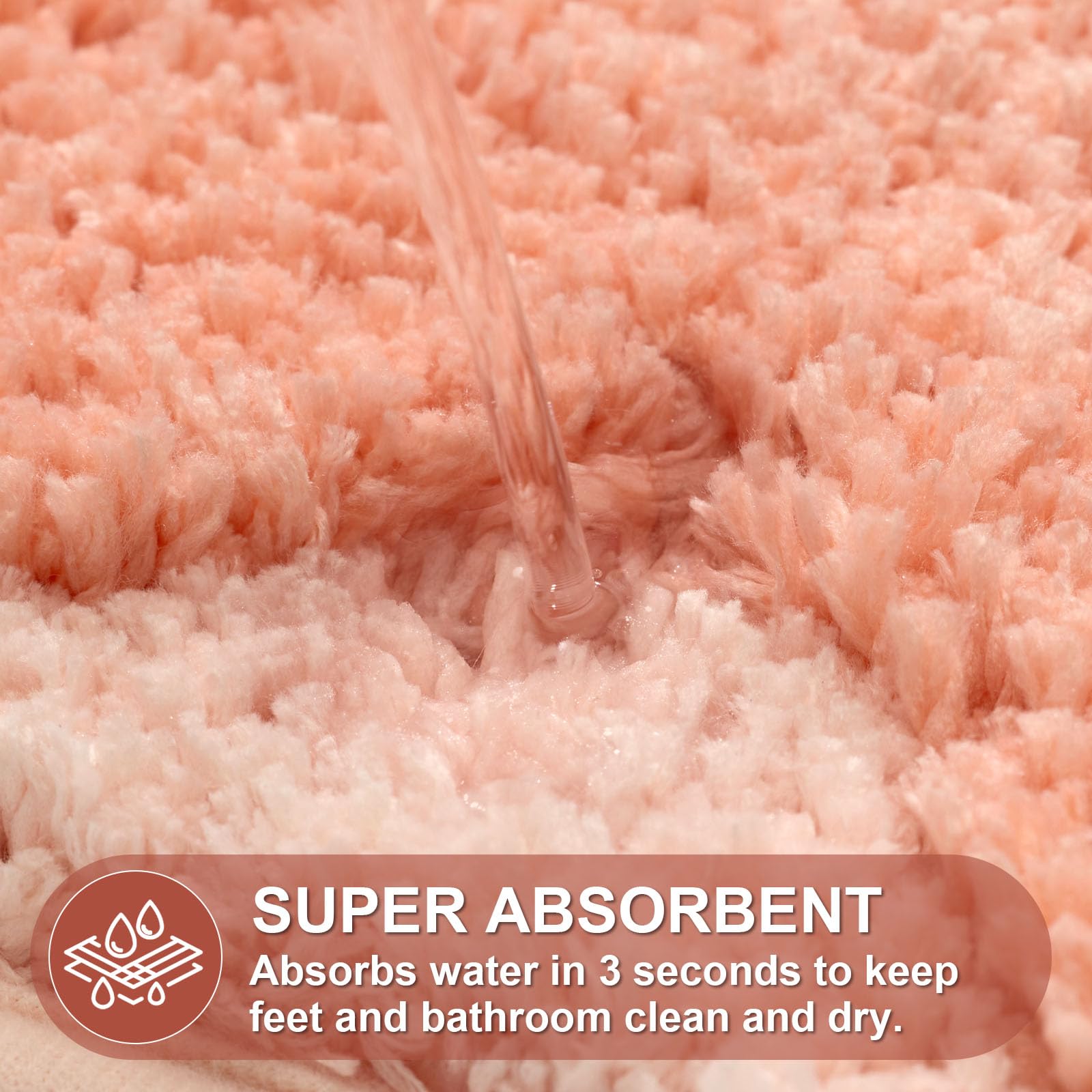 Ortigia Cute Coral Pink Scalloped Bath Mat, Fun Plush Microfiber Scallop Bathroom Rugs Non Slip Washable Quick Dry Absorbent, Ba