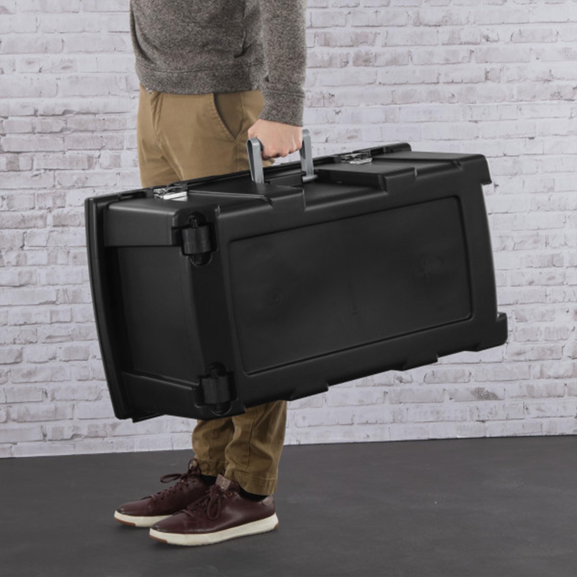 Sterilite 16 Gallon Lockable Footlocker Toolbox with Wheels  Black  18429001