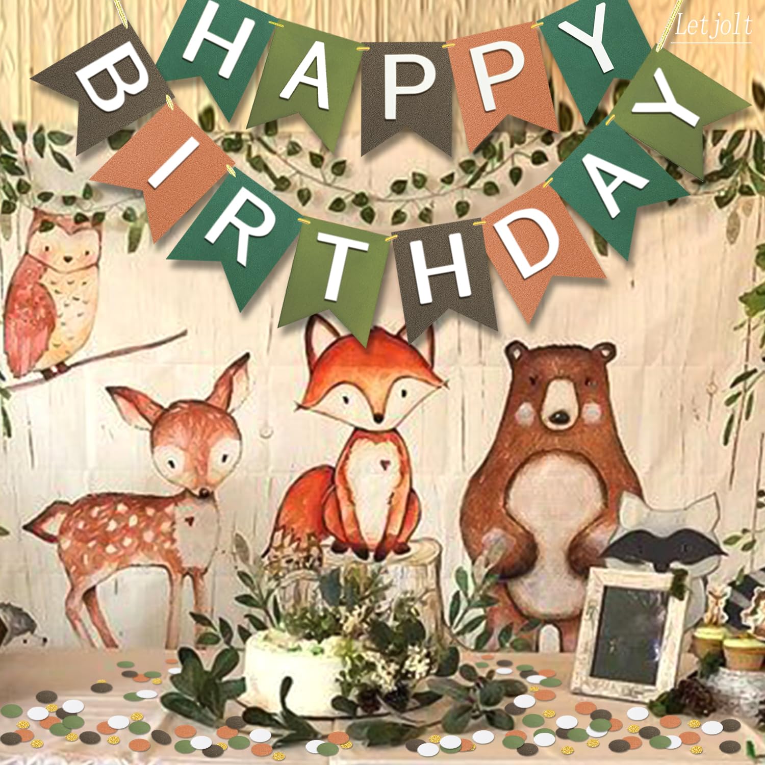 Letjolt Brown Happy Birthday Banner Birthday Party Supplies Handmade Garland Decorations Tropical Theme Football Birthday Signs